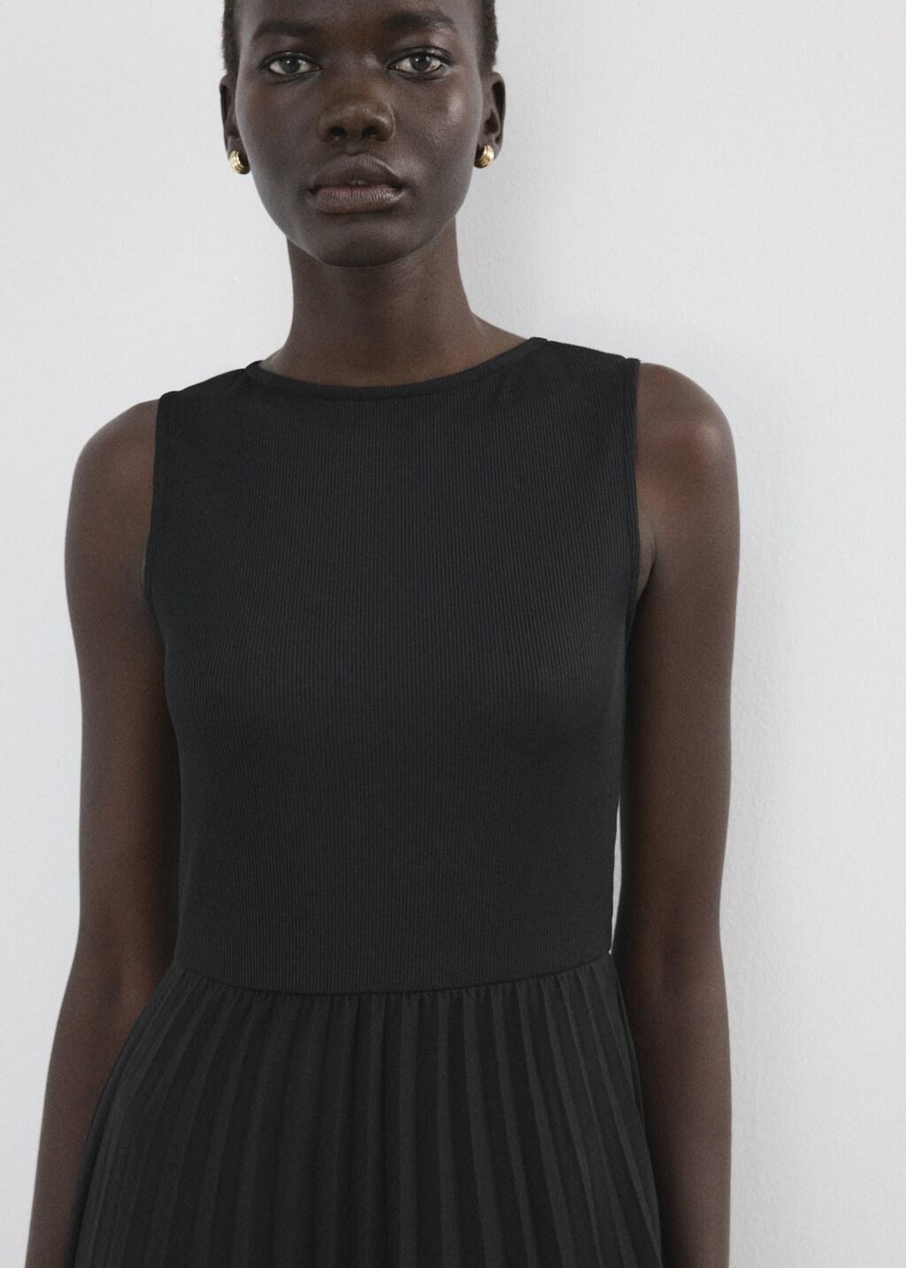 Black Flared Midi-Dress With Belt, Black, large image number 4