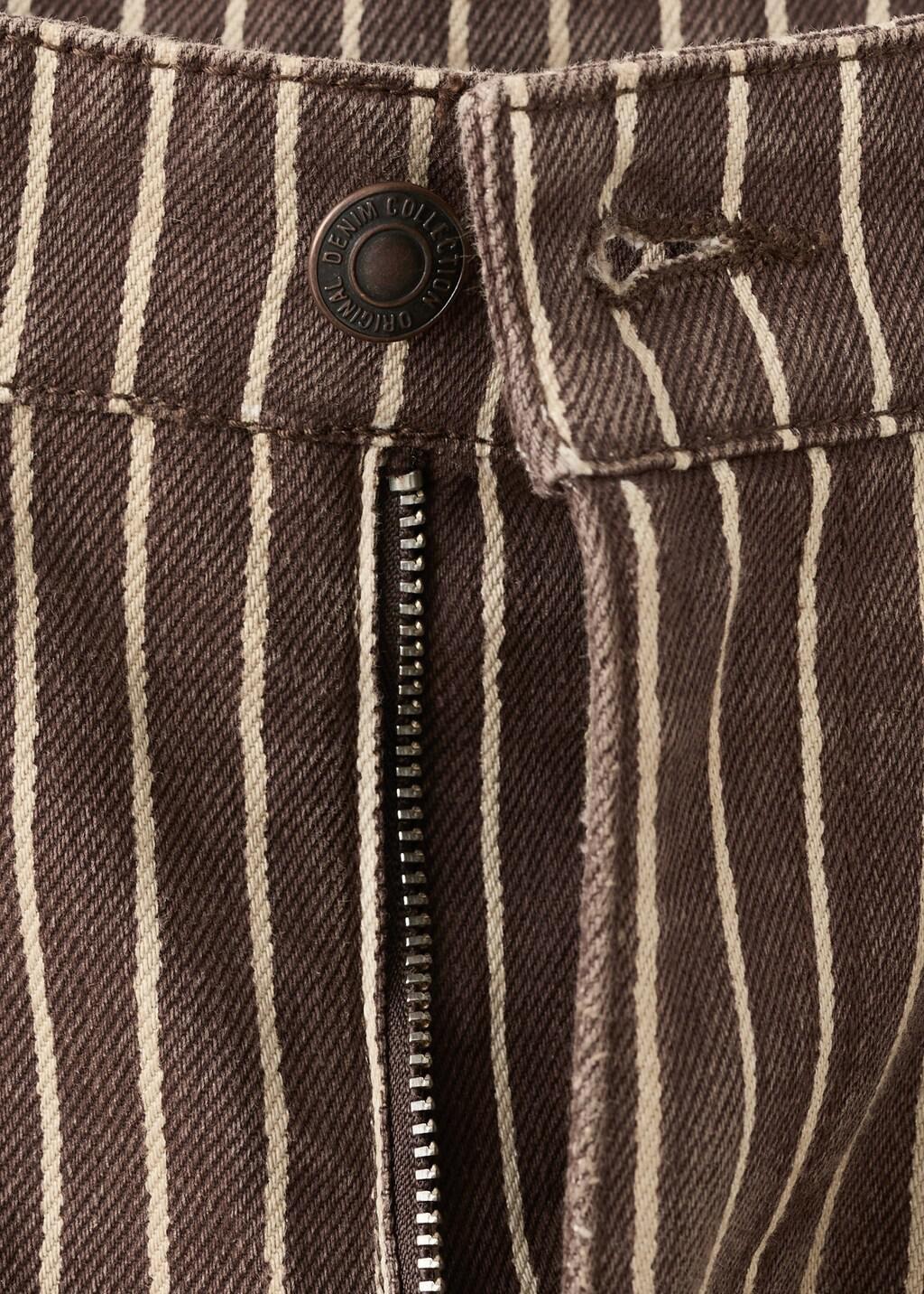 Brown Wide Leg Striped Jeans, Dark Brown, large image number 1