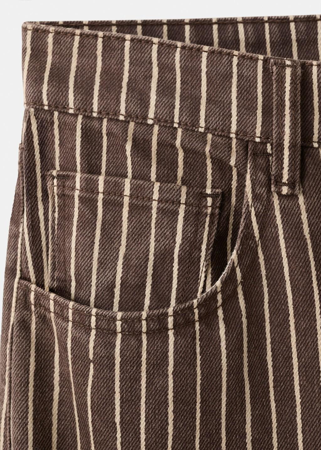 Brown Wide Leg Striped Jeans, Dark Brown, large image number 5