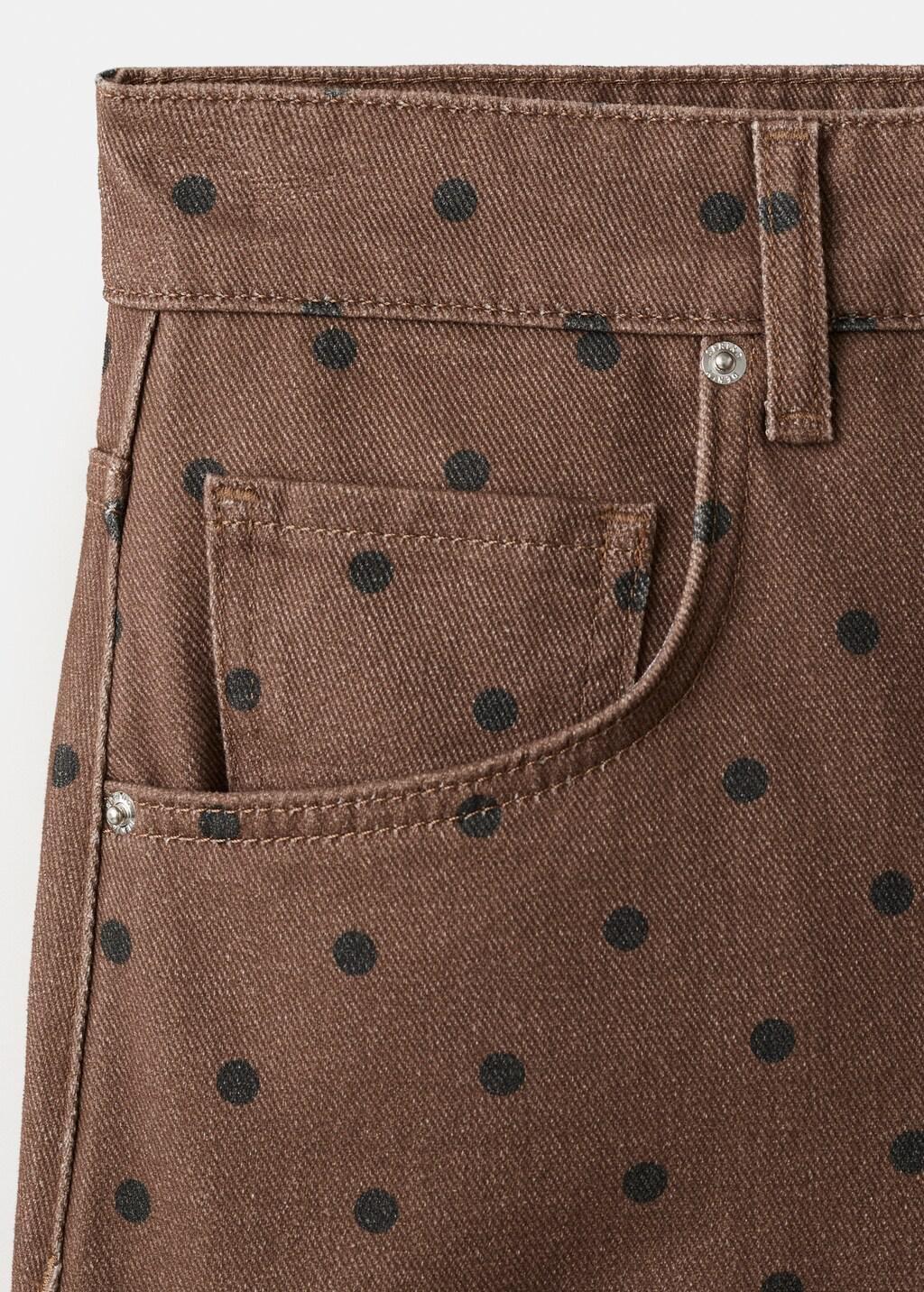 Brown Polka Dot Balloon Jeans, Dark Brown, medium