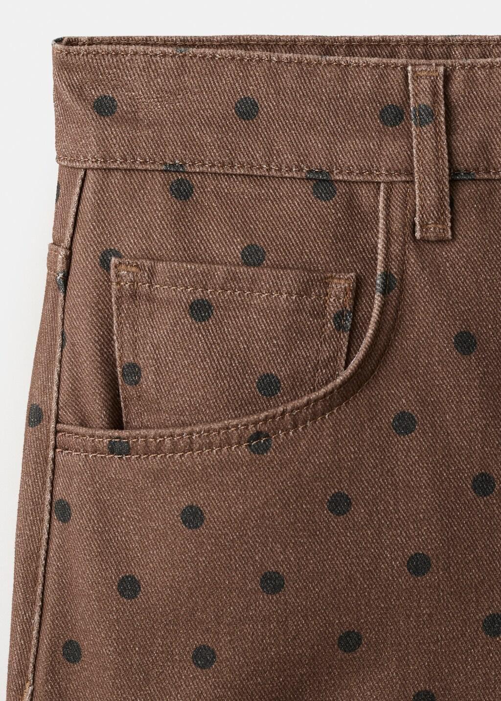Brown Polka Dot Balloon Jeans, Dark Brown, medium