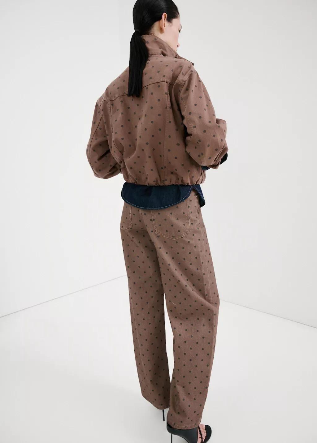 Brown Polka Dot Balloon Jeans, Dark Brown, large image number 2