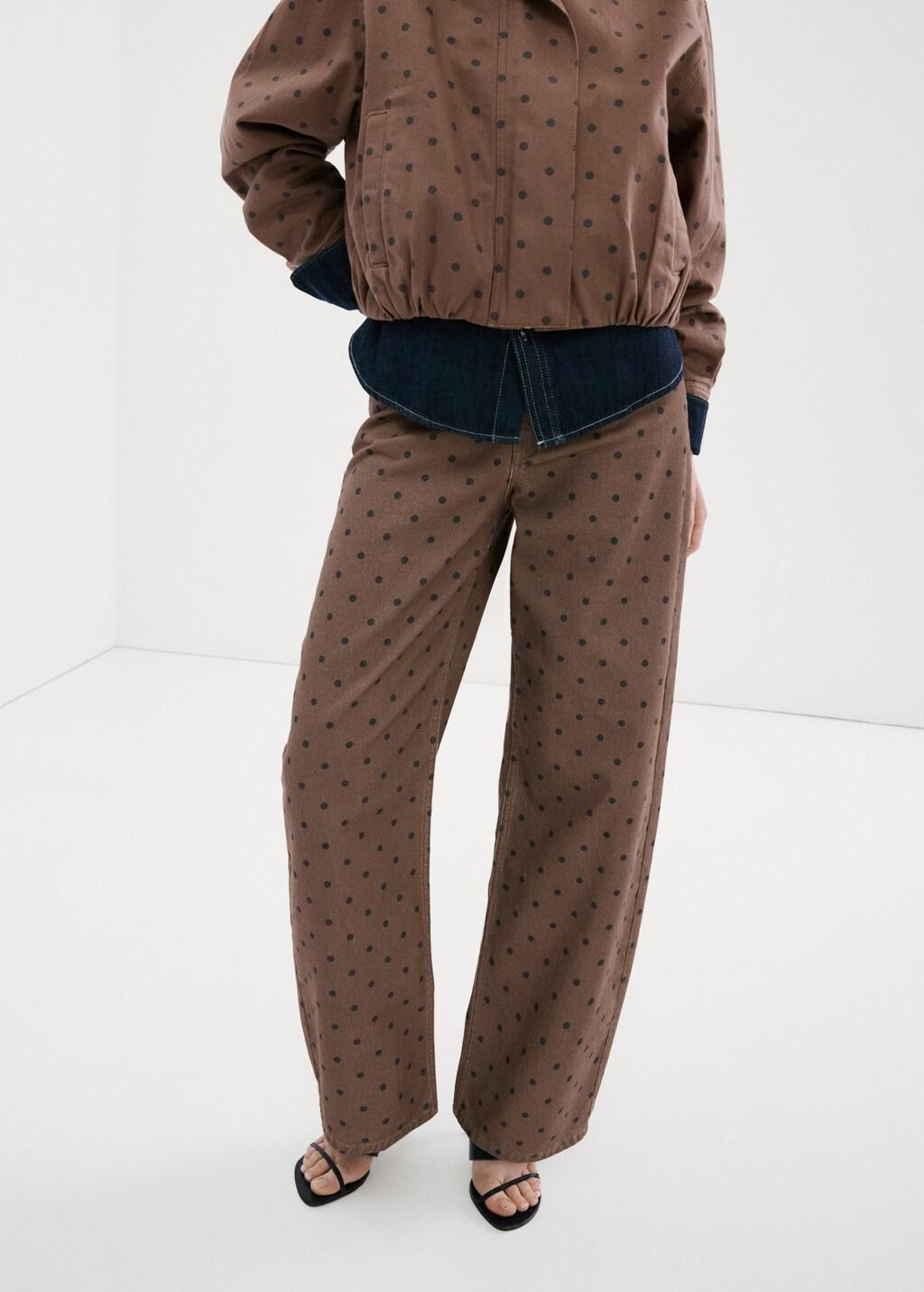 Brown Polka Dot Balloon Jeans, Dark Brown, large image number 3