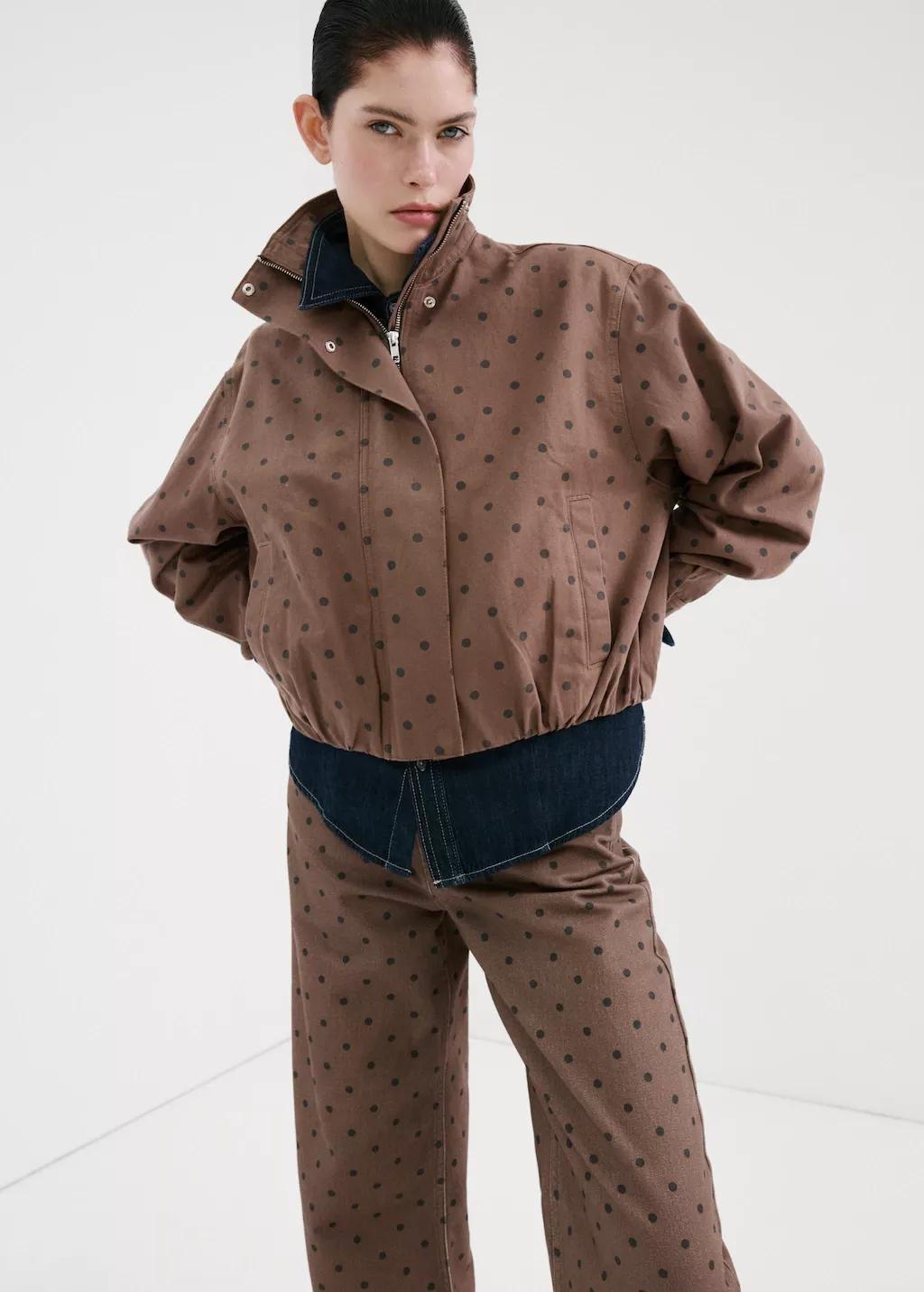 Brown Polka Dot Balloon Jeans, Dark Brown, large image number 4