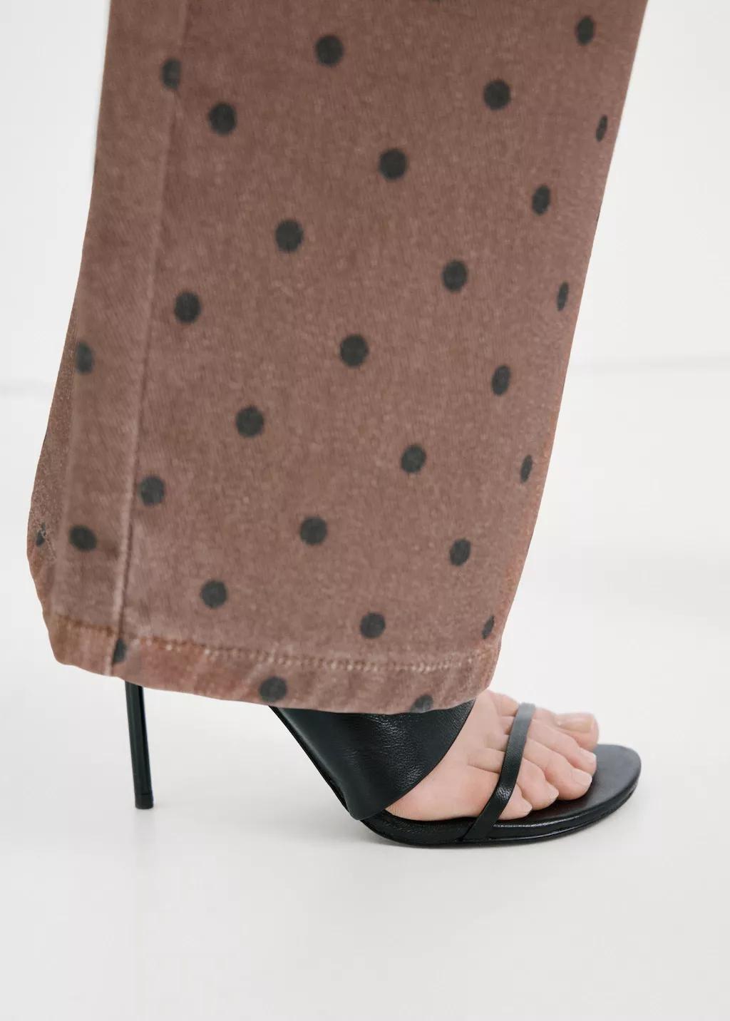 Brown Polka Dot Balloon Jeans, Dark Brown, large image number 6