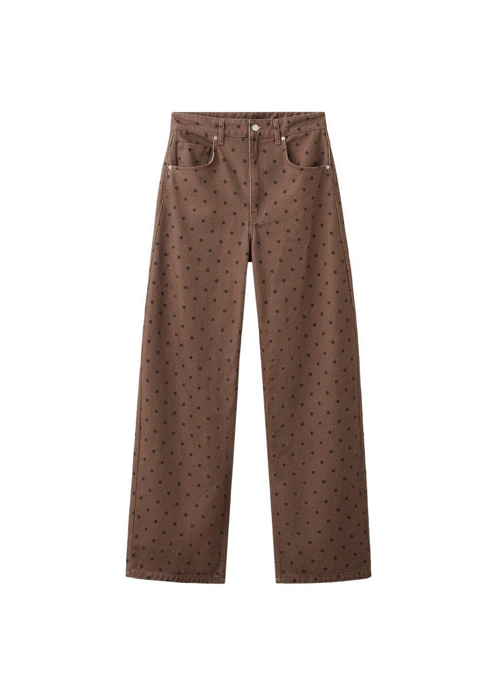 Brown Polka Dot Balloon Jeans, Dark Brown, large image number 7