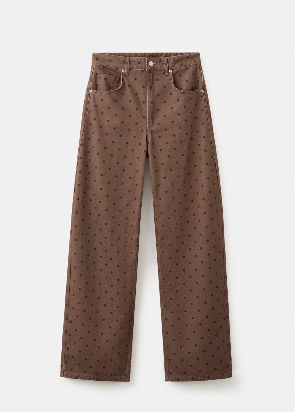 Brown Polka Dot Balloon Jeans, Dark Brown, large image number 8