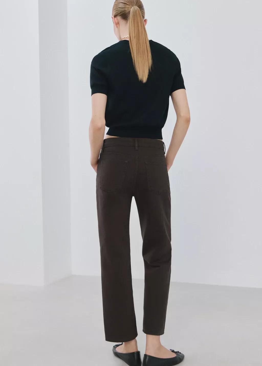 Brown Mid-Rise Straight Jeans, 0201_32, large image number 2