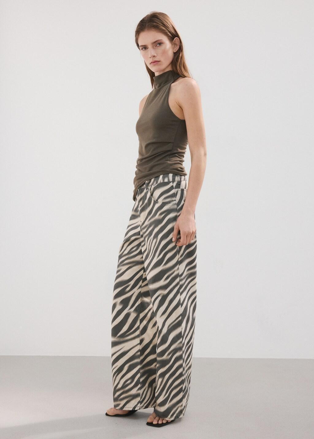 Natural White Zebra-Print Straight-Fit Jeans, Natural White, medium