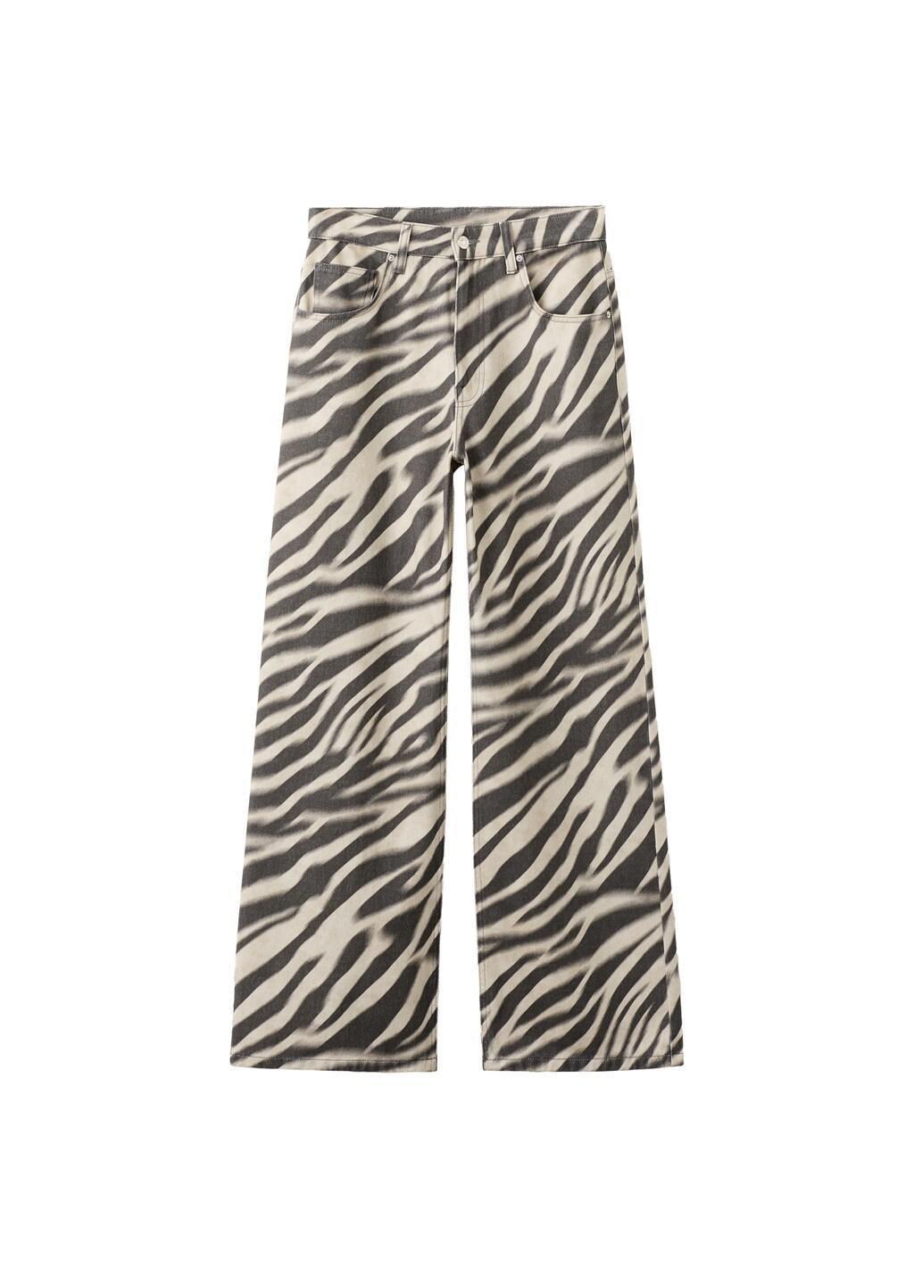 Natural White Zebra-Print Straight-Fit Jeans, Natural White, large image number 5