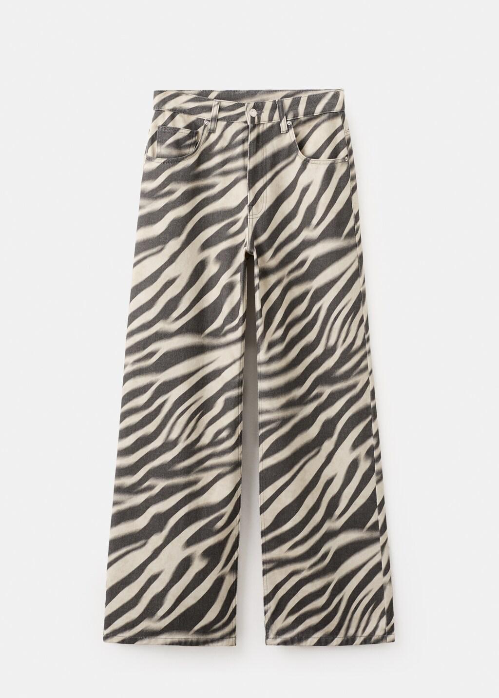Natural White Zebra-Print Straight-Fit Jeans, Natural White, large image number 6