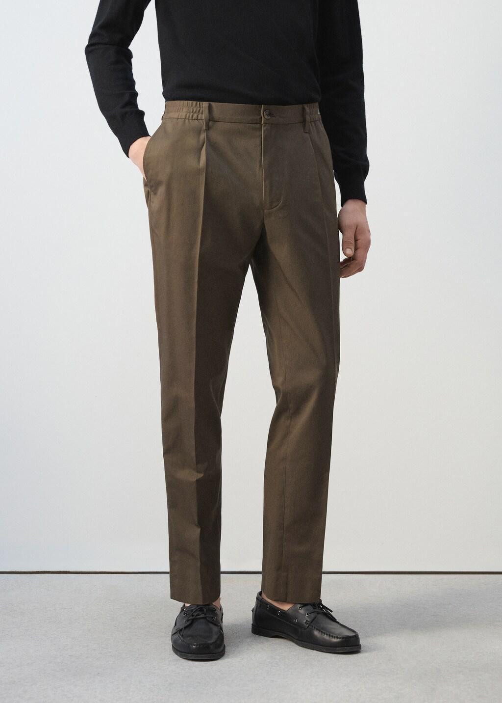 Brown Regular-Fit Pleated Trousers, Brown, large image number 3