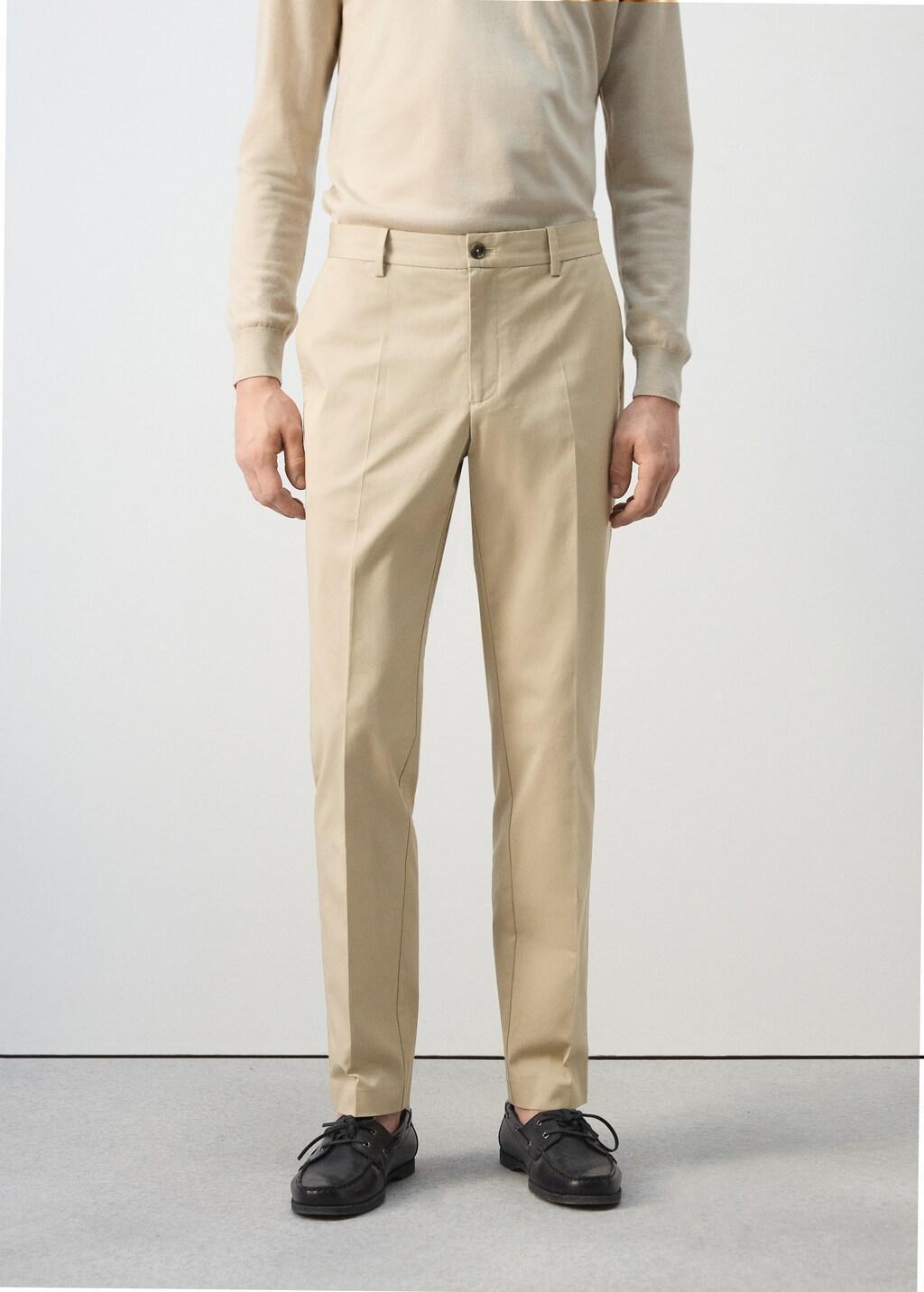 Beige Dublino Slim-Fit Chino Trousers, Light Beige, large image number 3