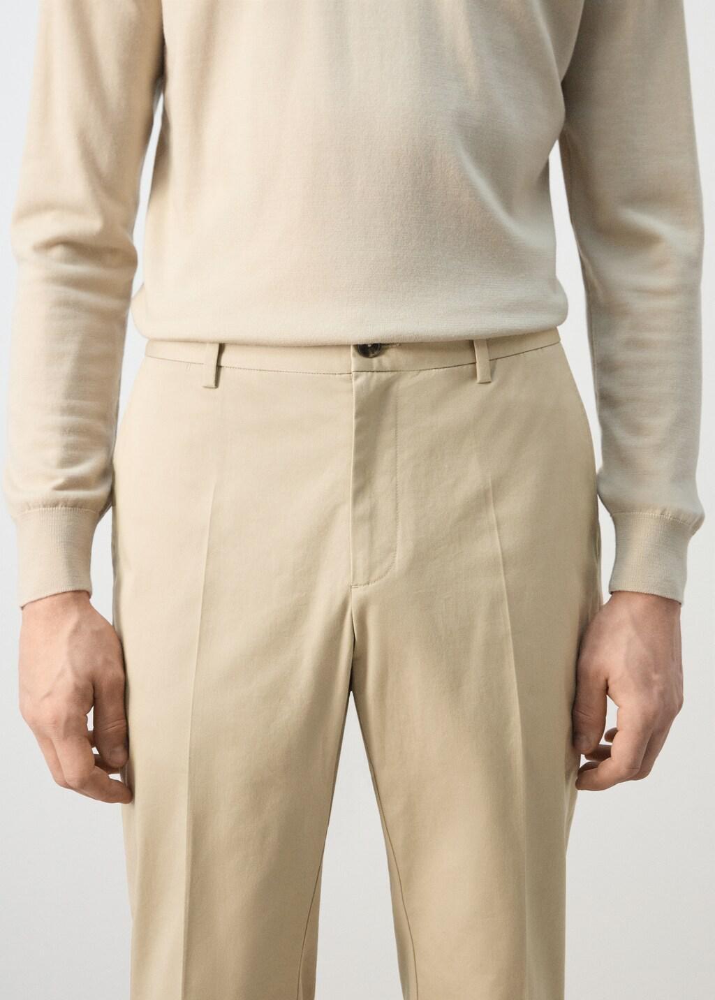 Beige Dublino Slim-Fit Chino Trousers, Light Beige, large image number 4