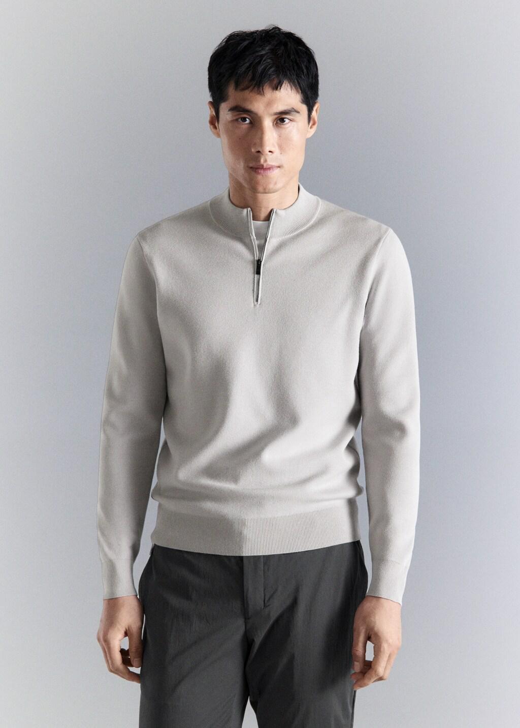 White Comfort Stretch Zip Jersey, Natural White, large image number 3