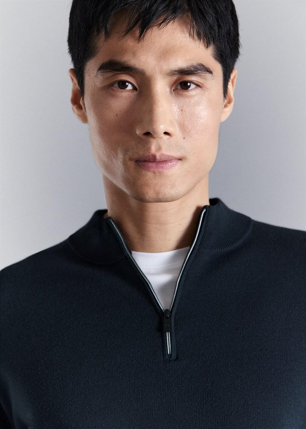 NAVY Comfort stretch zip jersey, Navy, large image number 4