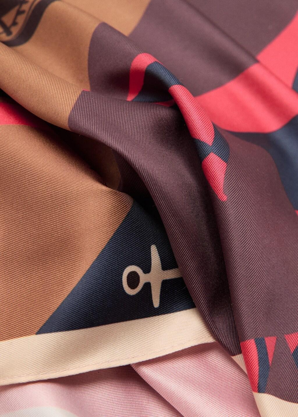 Red Printed Satin Scarf, Red, large image number 0