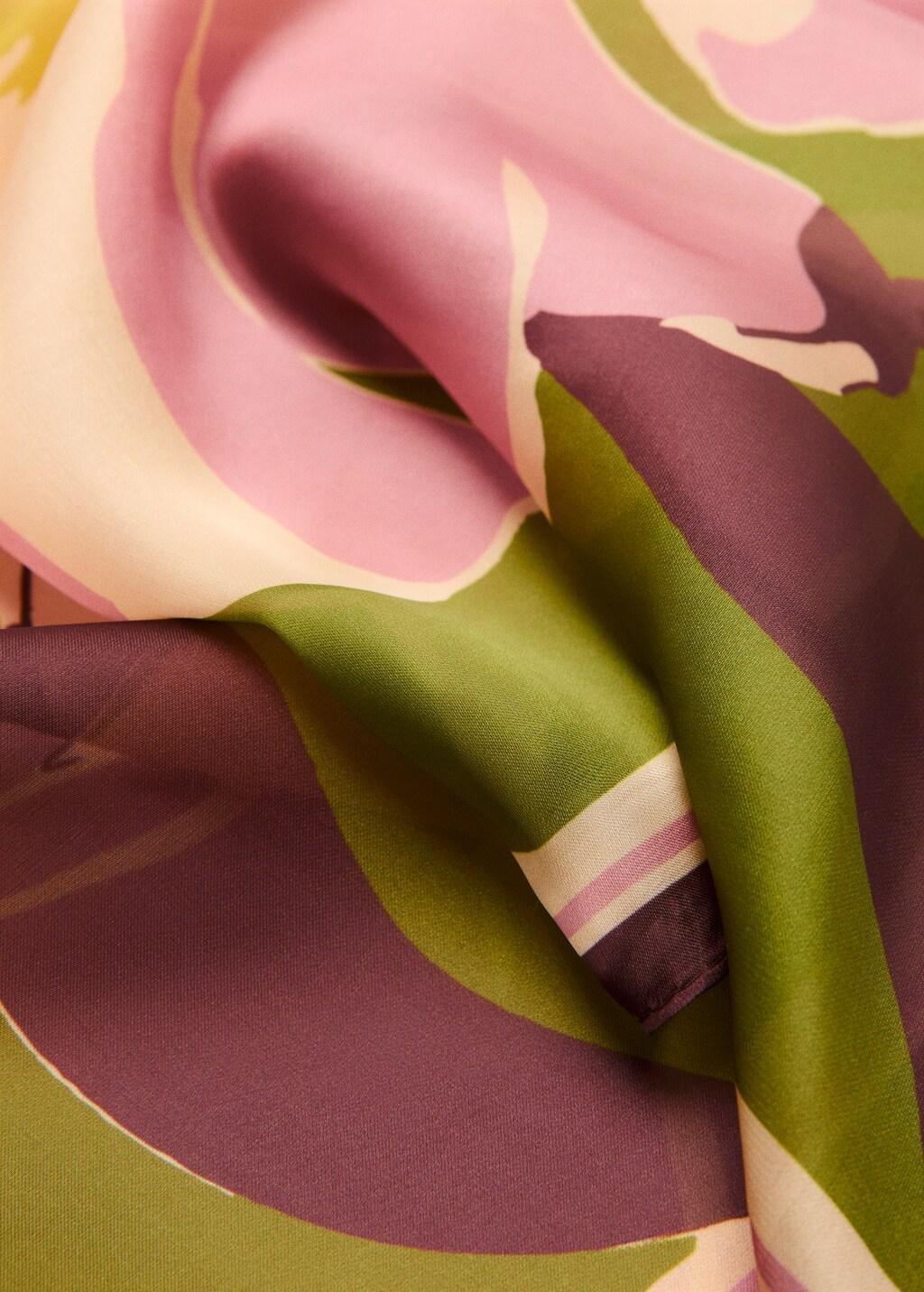 Pink Floral Print Scarf, Pink, large image number 0