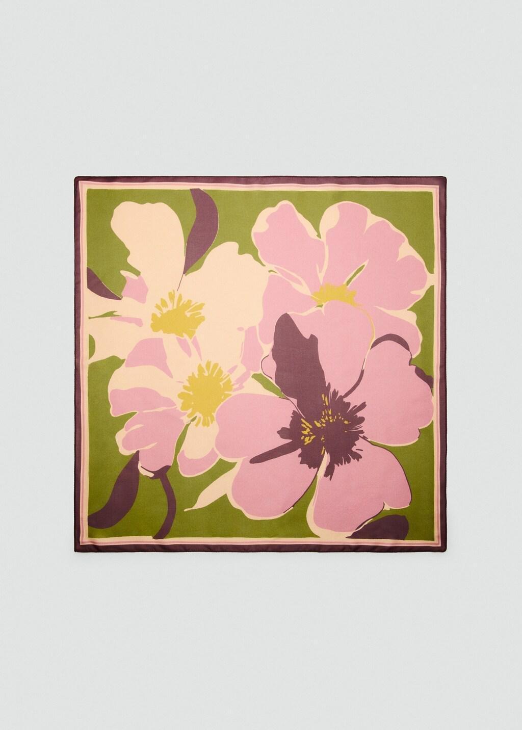 Pink Floral Print Scarf, Pink, large image number 3