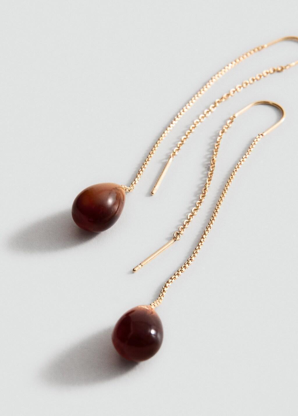 Gold Resin Drop Hanging Earrings, Gold, large image number 0