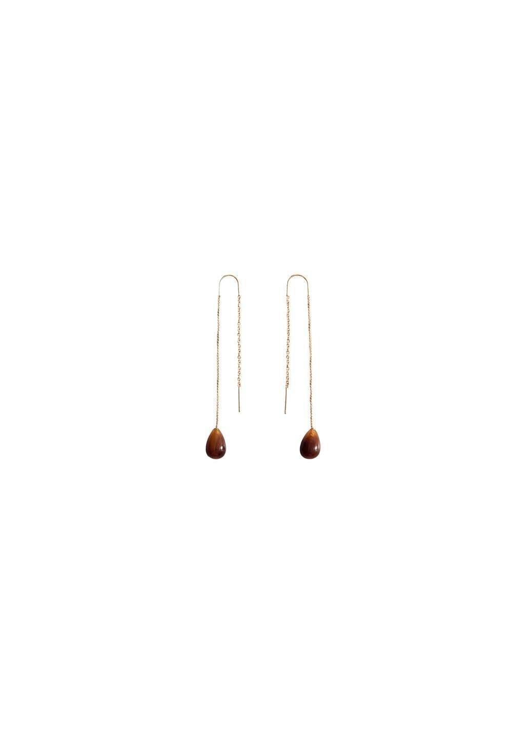 Gold Resin Drop Hanging Earrings, Gold, large image number 1