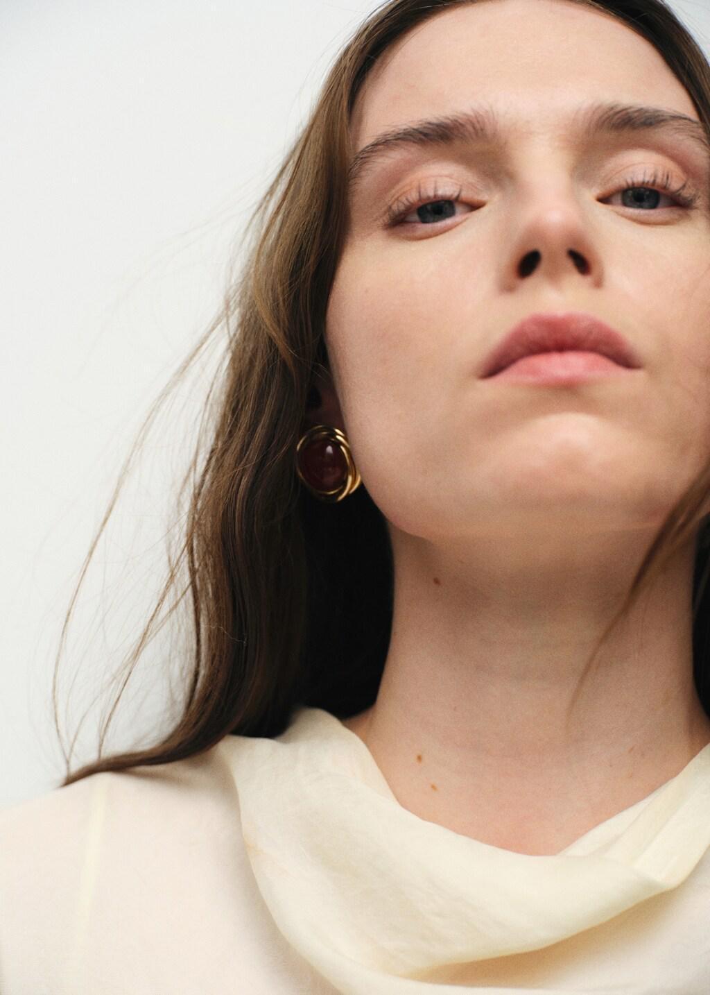 Gold Round Resin Earrings, 0201_OR, medium