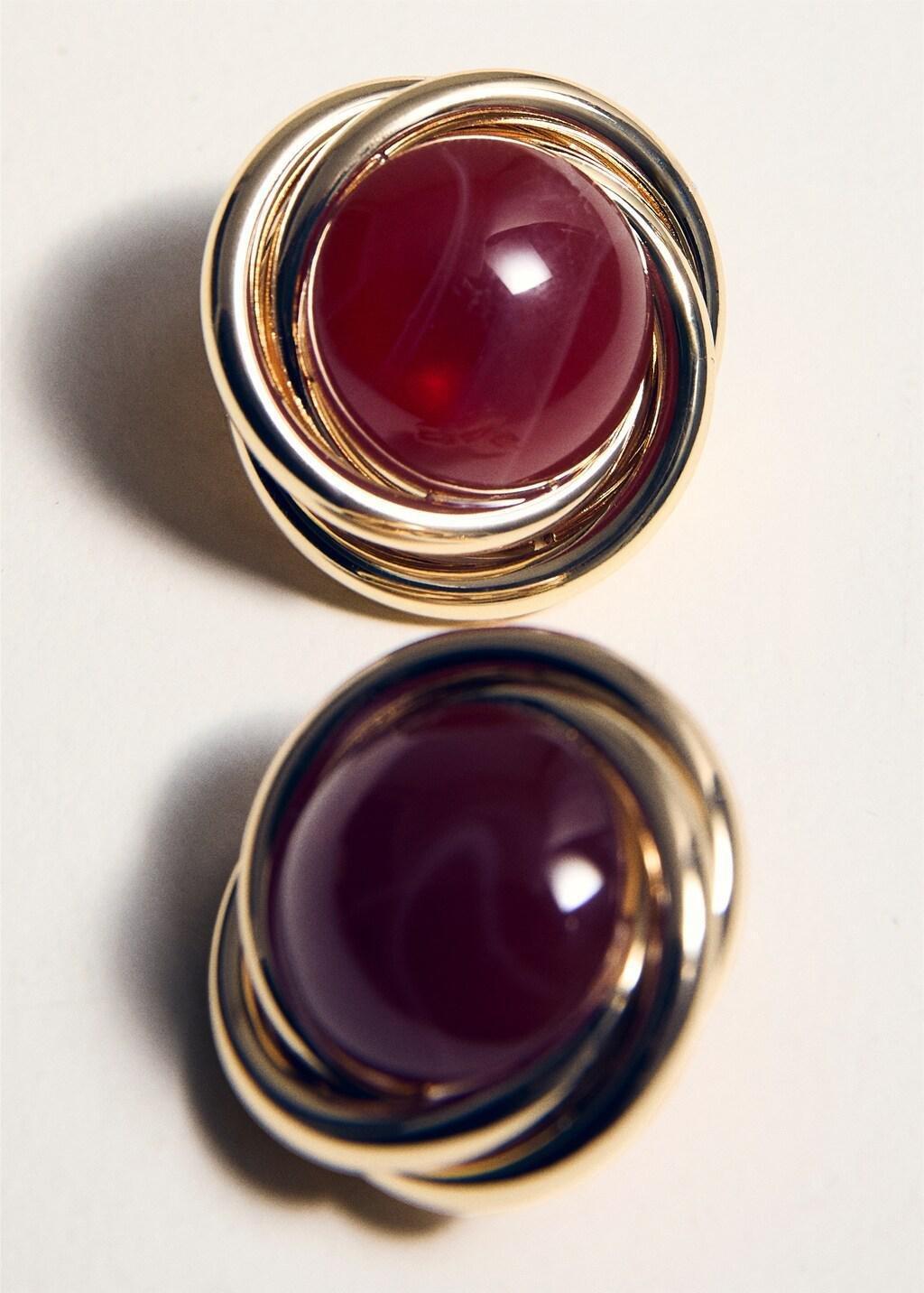 Gold Round Resin Earrings, 0201_OR, medium