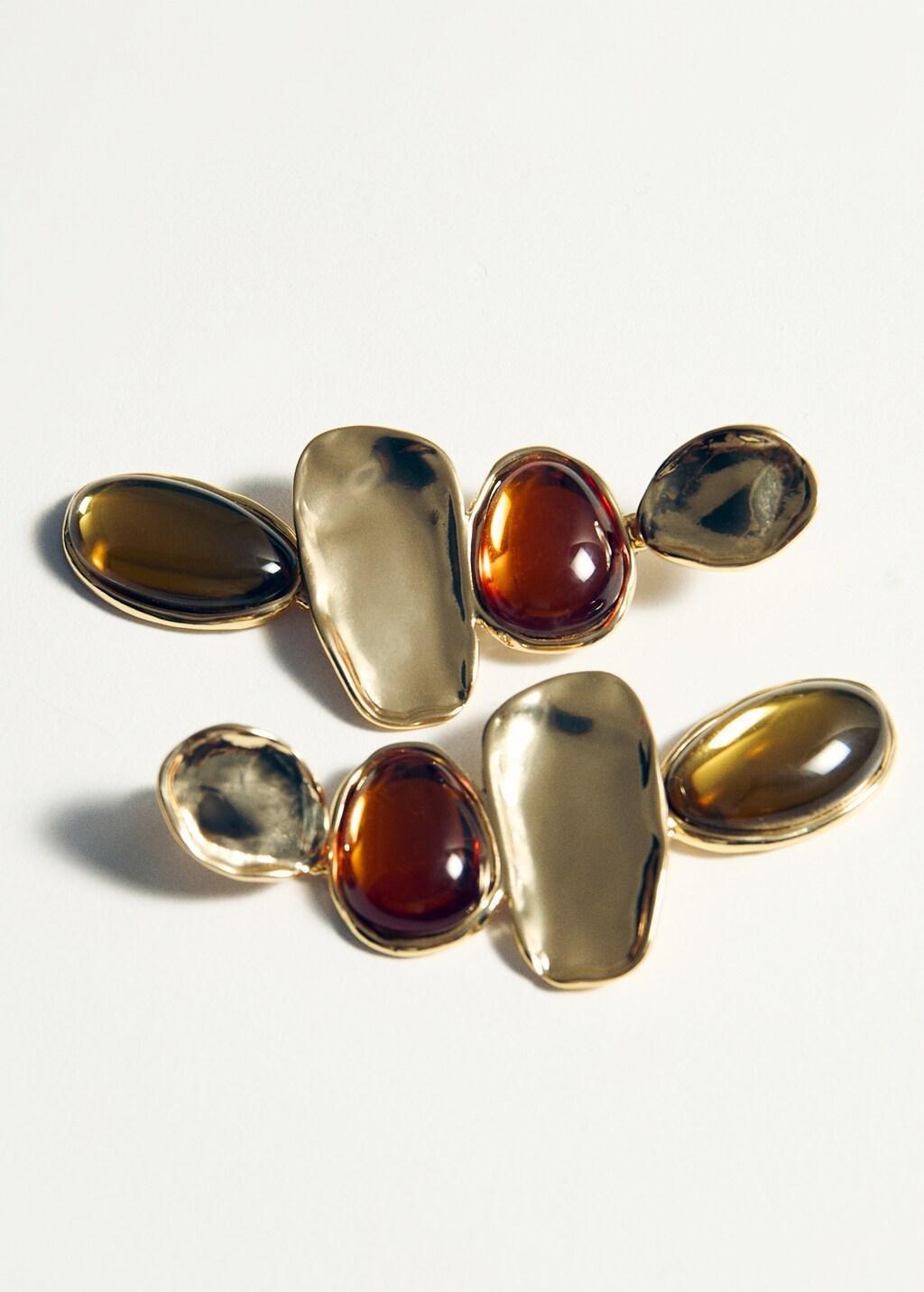 Gold Combined Long Earrings, Gold, large image number 1