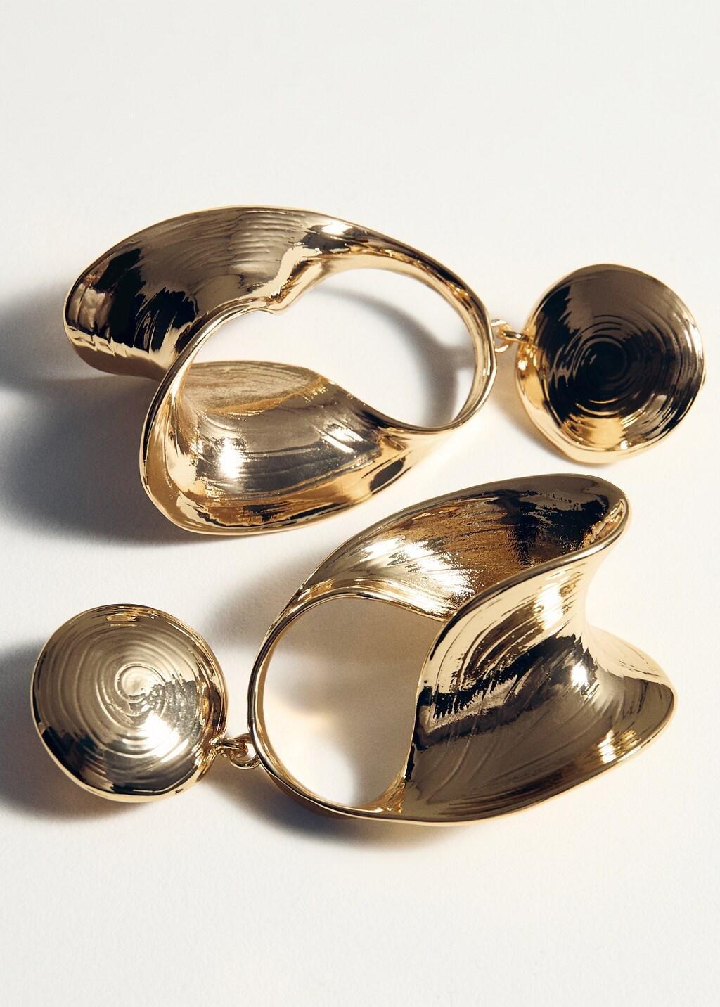 Gold Mixed Pendant Earrings, Gold, large image number 1