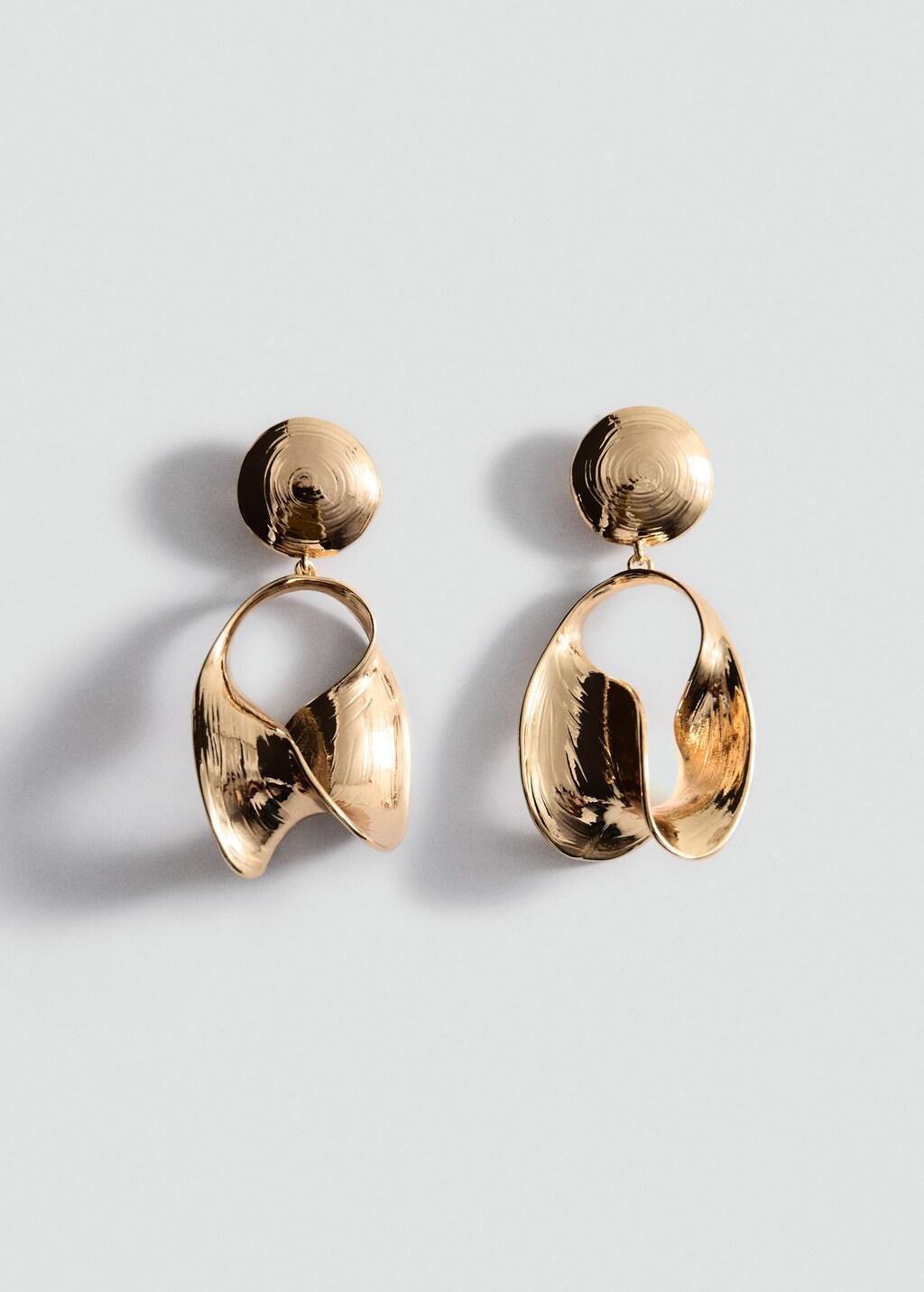 Gold Mixed Pendant Earrings, Gold, large image number 3