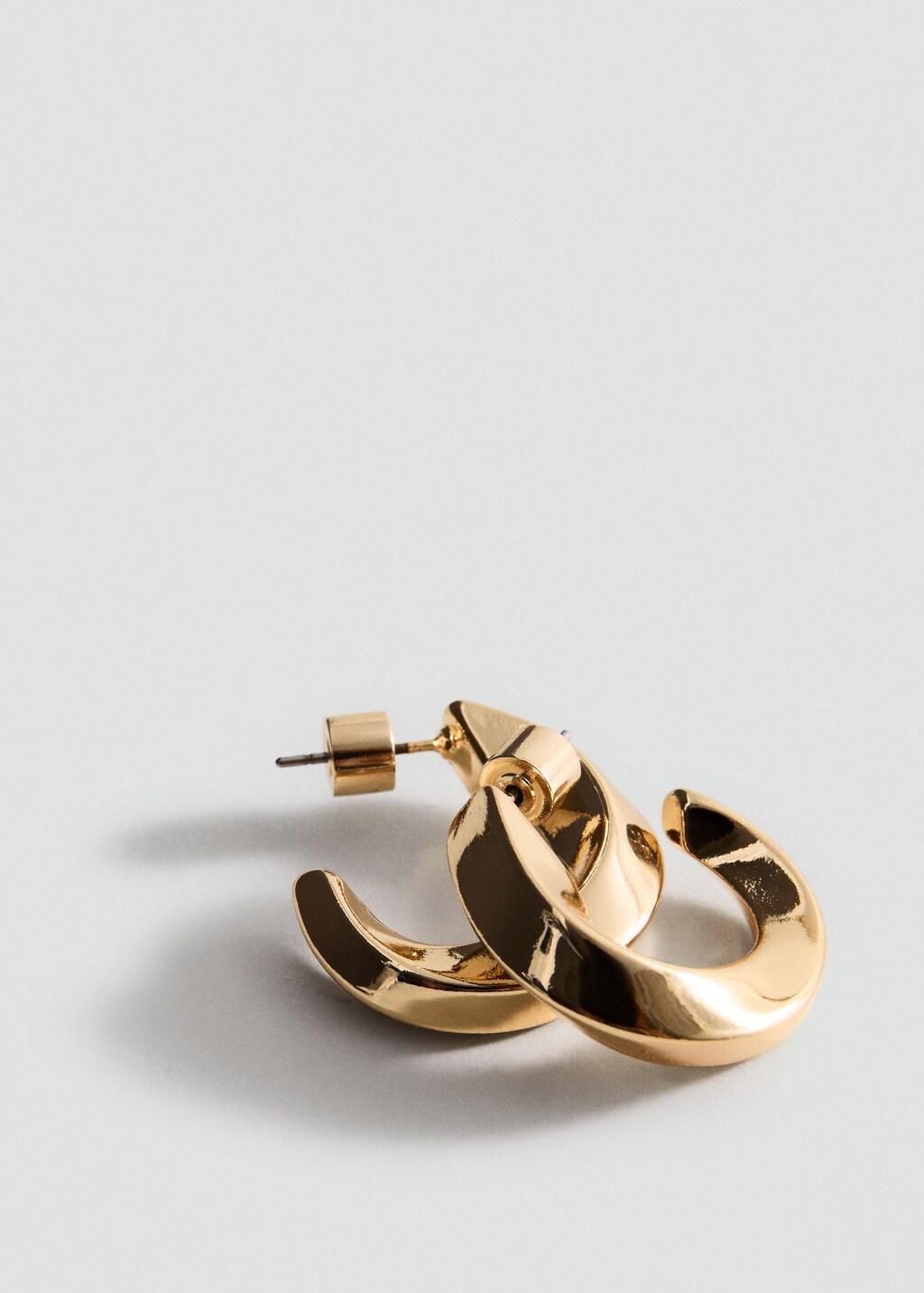 Gold Twisted Hoop Earrings, Gold, large image number 0