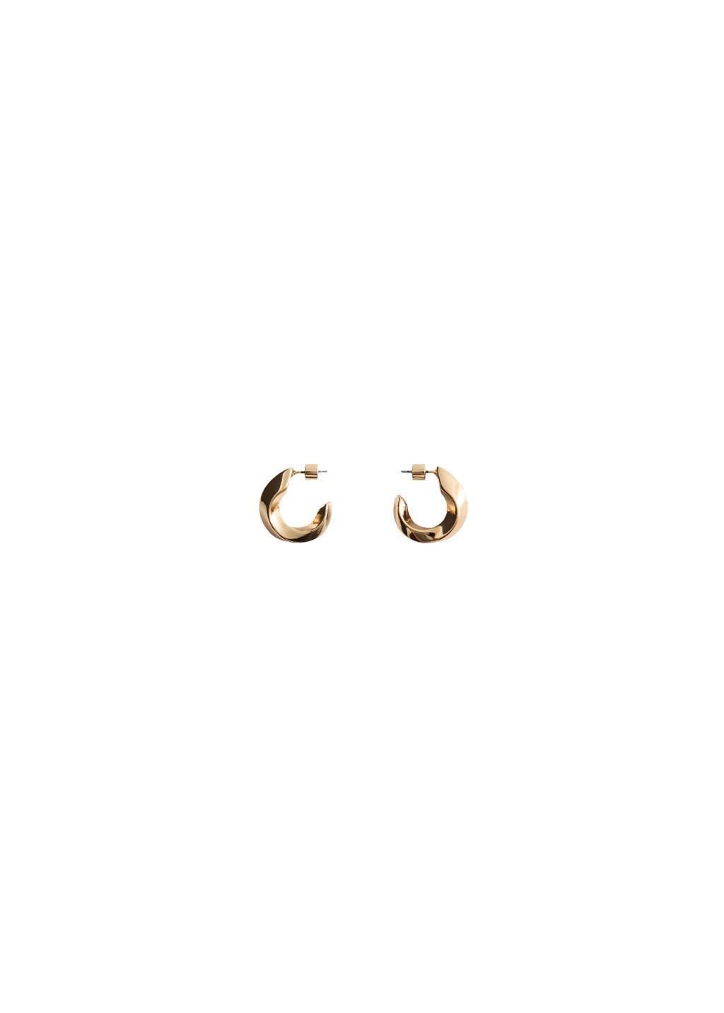 Gold Twisted Hoop Earrings, Gold, large image number 1