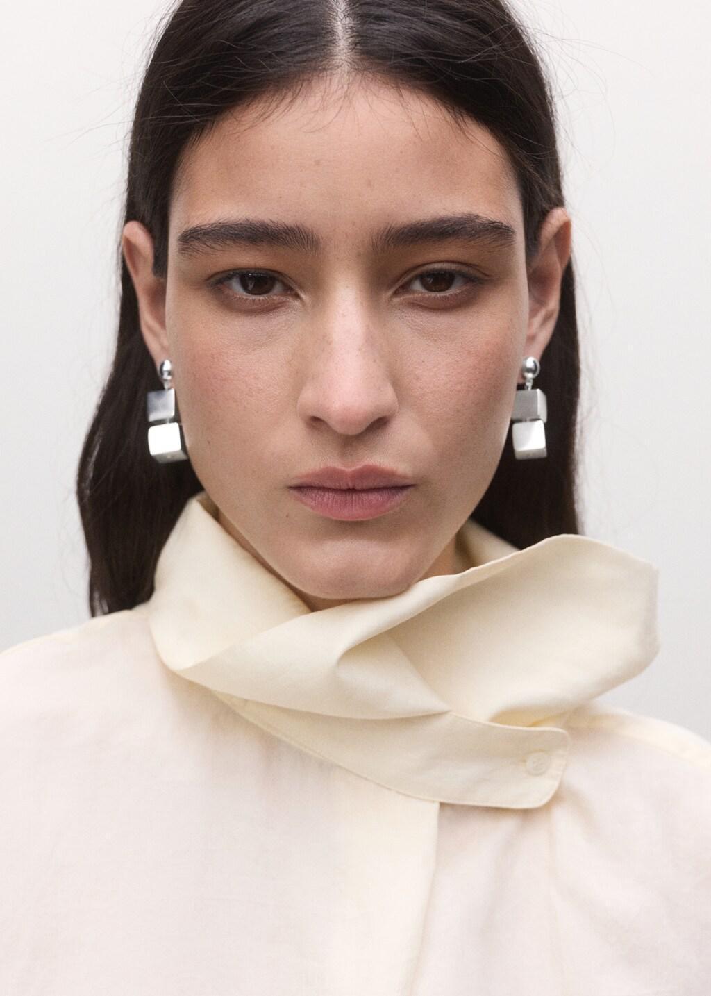 Silver Dangling Metallic Cube Earrings, Silver, large image number 0