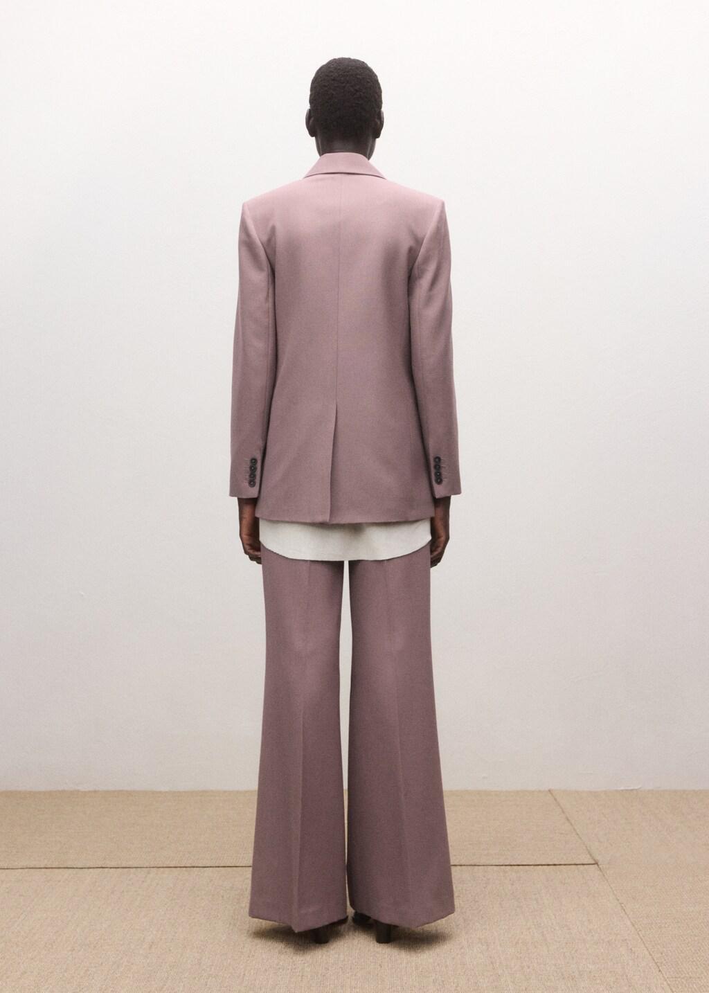 Pink Flared Wool Suit Trousers, Pink, medium