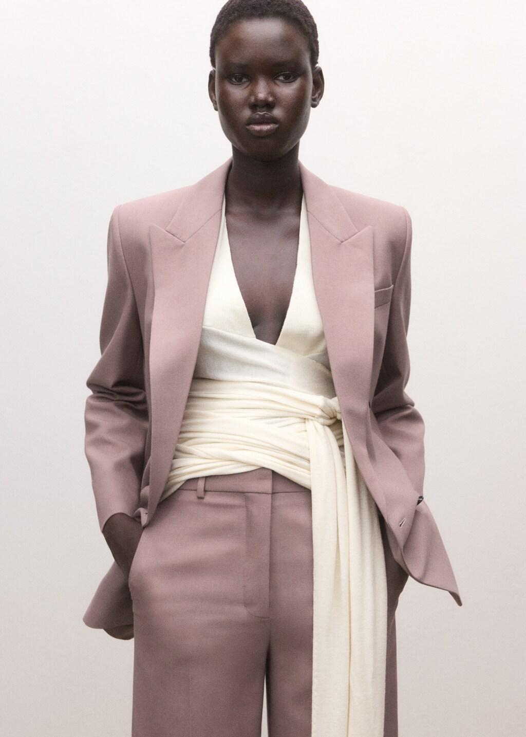 Pink Flared Wool Suit Trousers, Pink, large image number 4