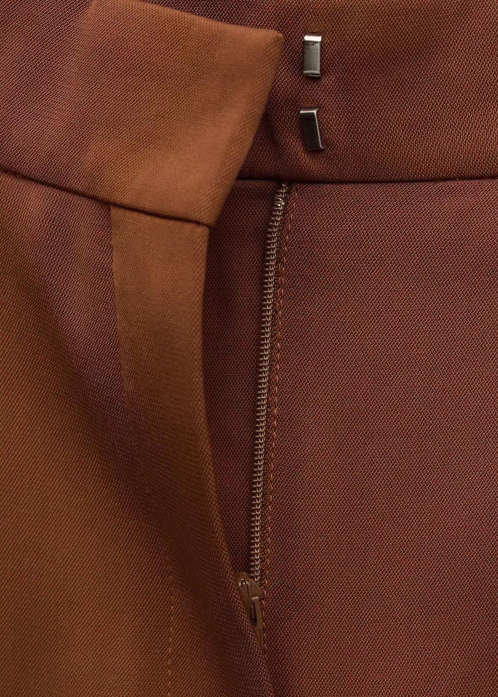 Orange Straight Low-Rise Suit Trousers, Dark Brown, large image number 1