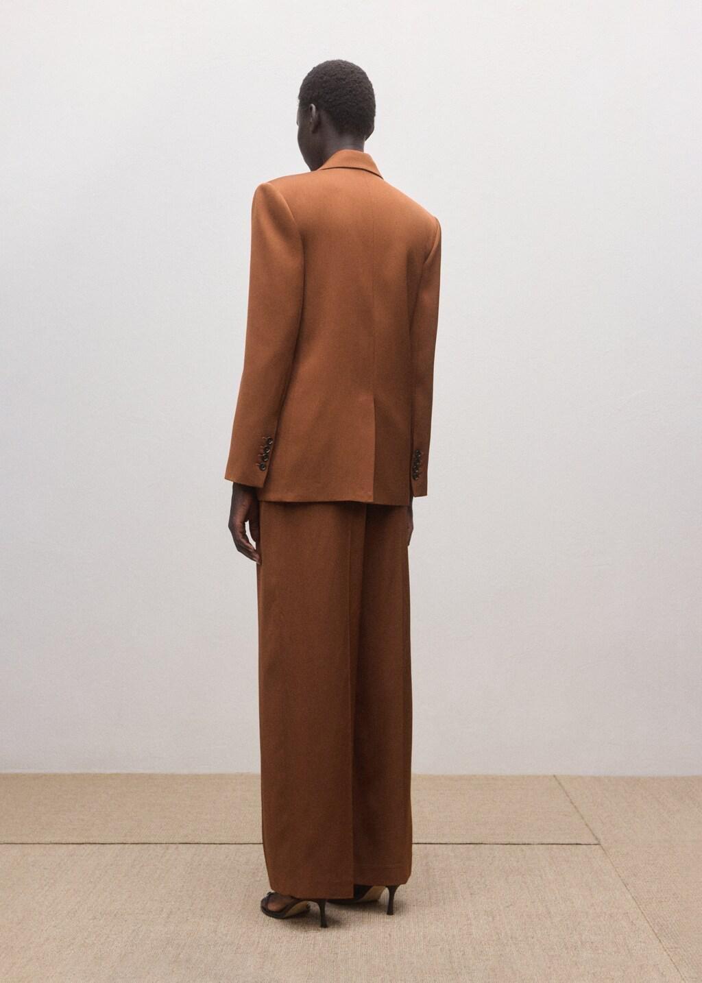 Orange Straight Low-Rise Suit Trousers, Dark Brown, medium