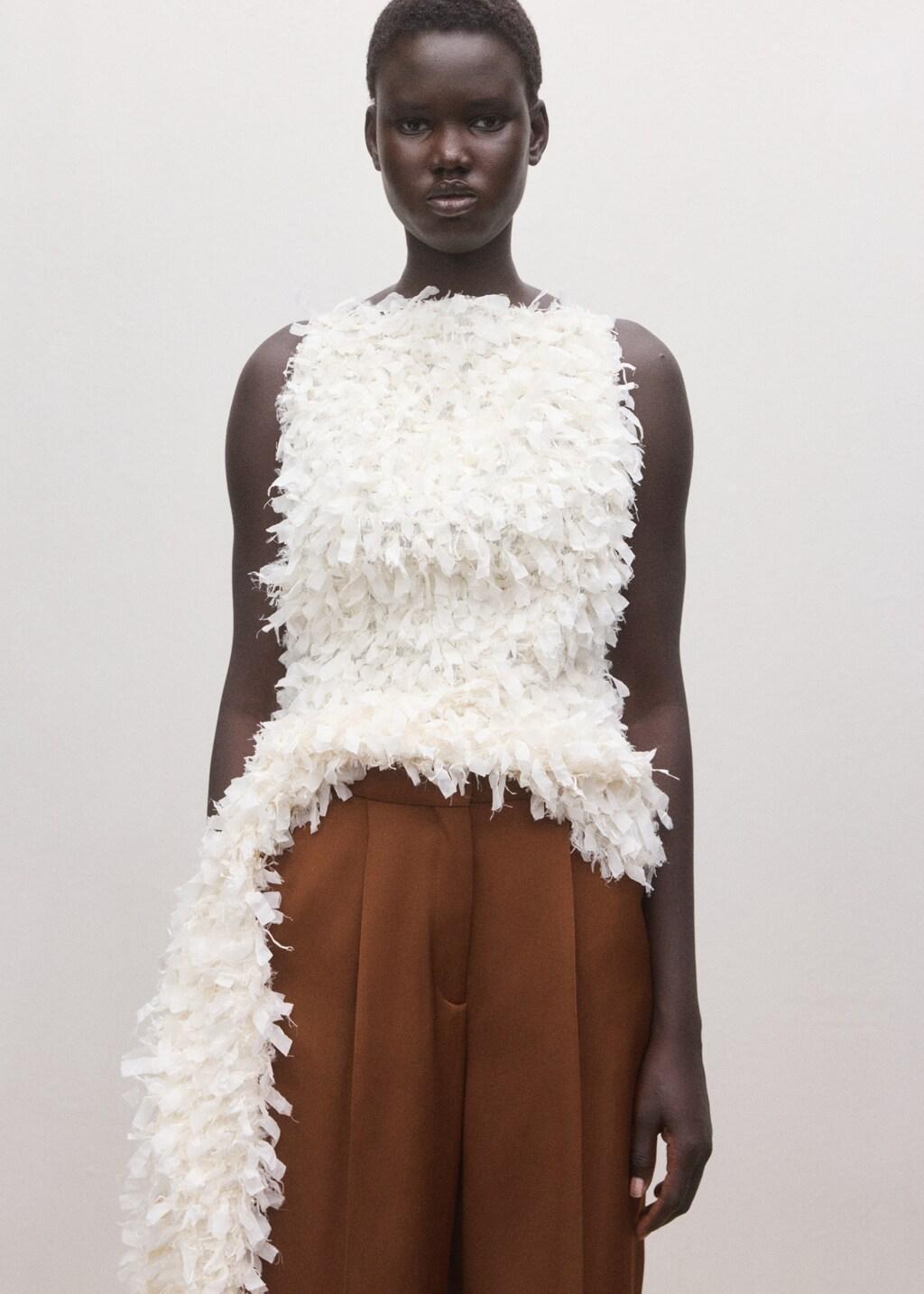 Orange Straight Low-Rise Suit Trousers, Dark Brown, large image number 4