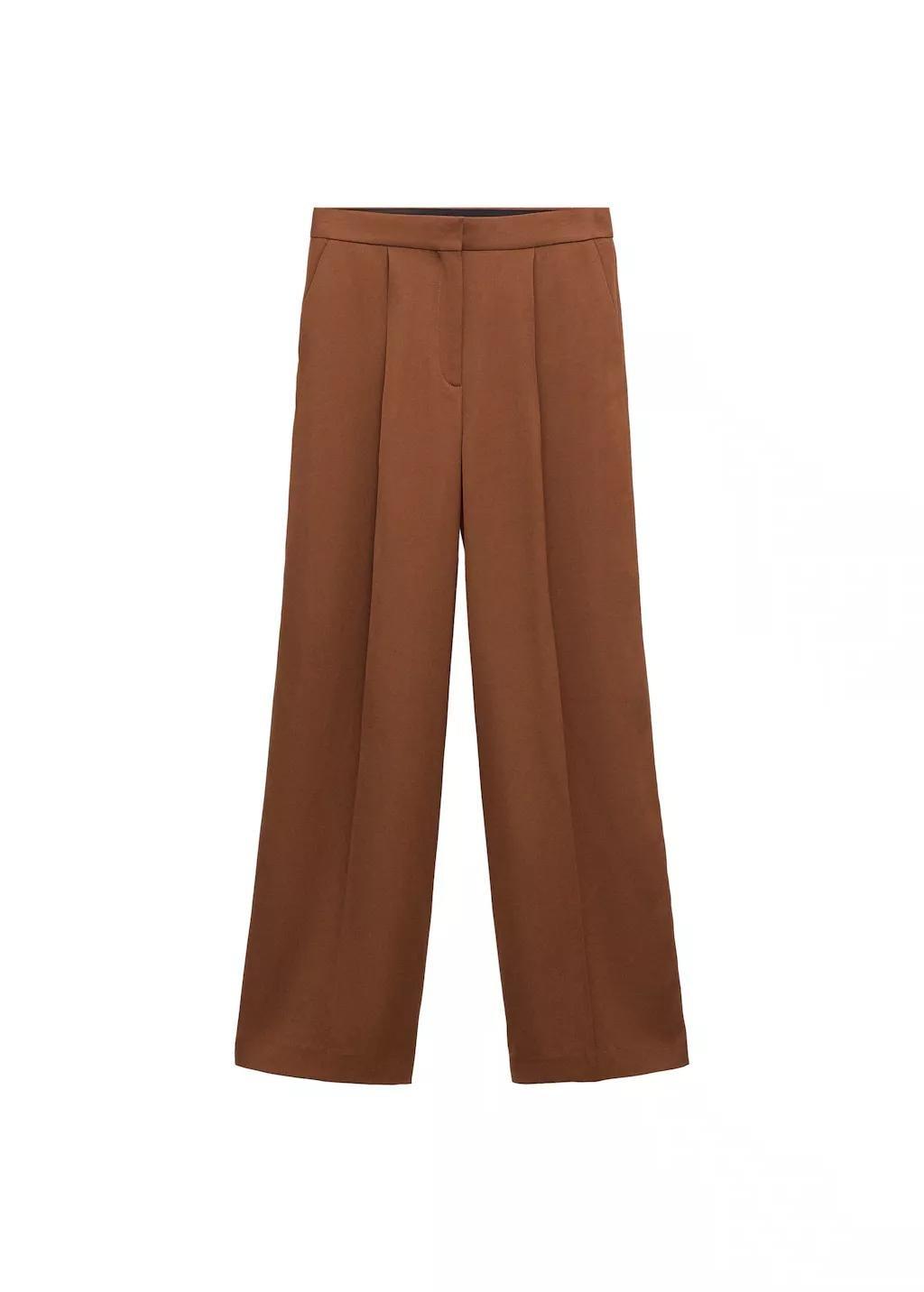 Orange Straight Low-Rise Suit Trousers, Dark Brown, large image number 6