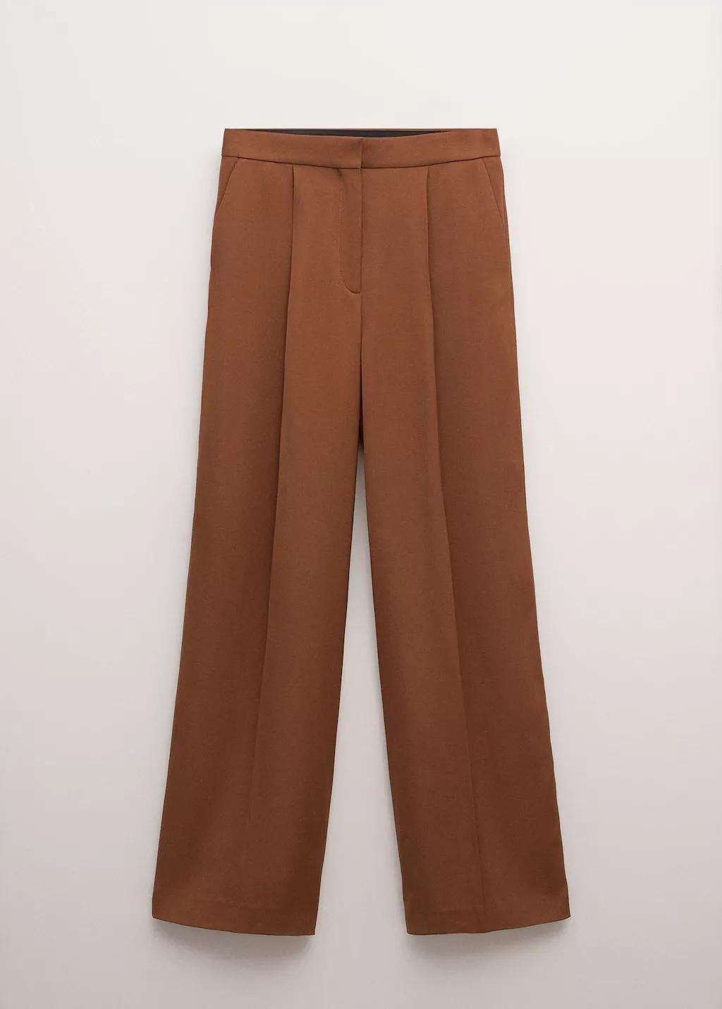 Orange Straight Low-Rise Suit Trousers, Dark Brown, large image number 7