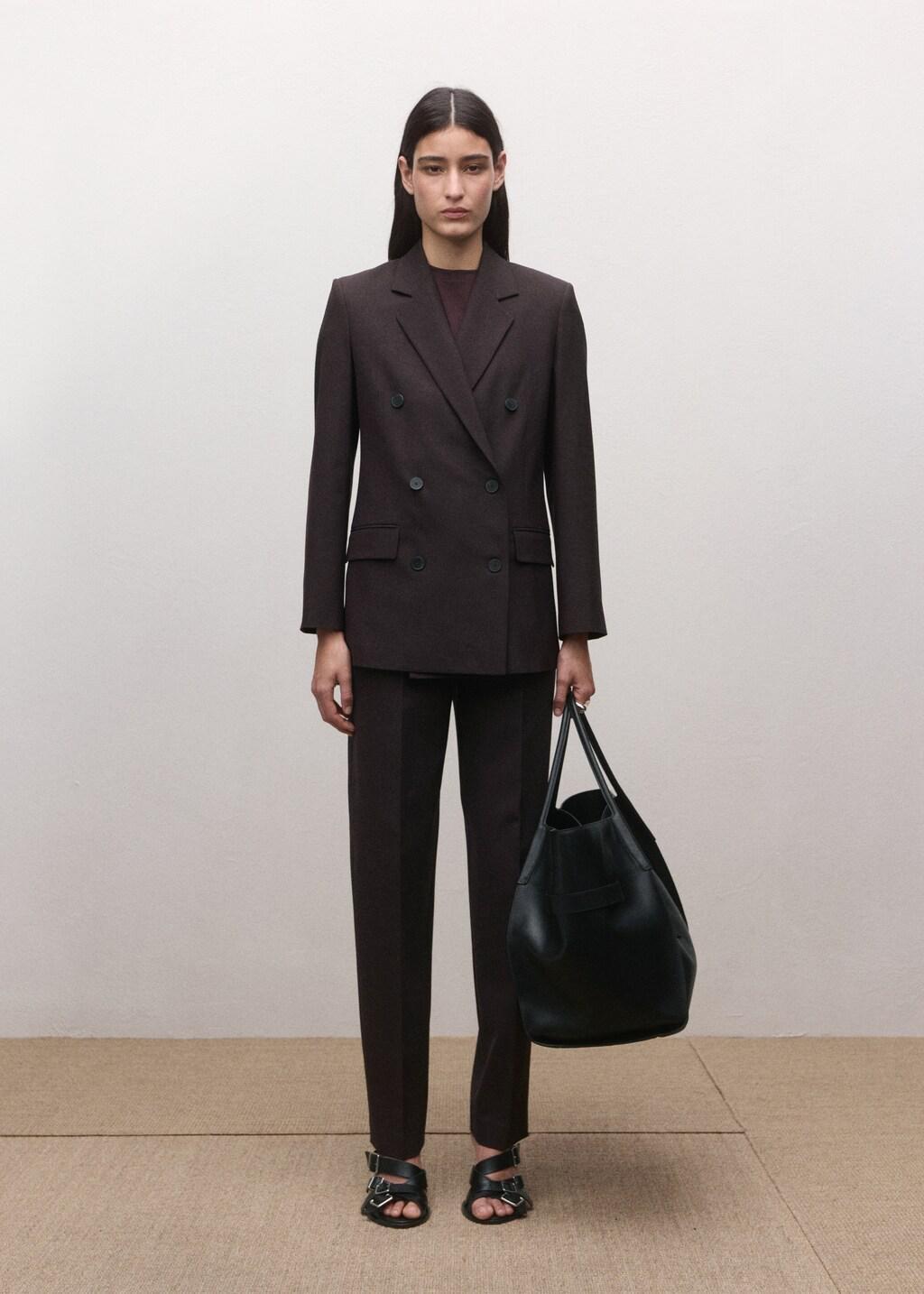 Burgundy Mid-Rise Wool Suit Trousers, Dark Purple, large image number 0