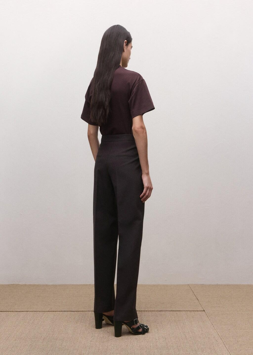 Burgundy Mid-Rise Wool Suit Trousers, Dark Purple, large image number 2