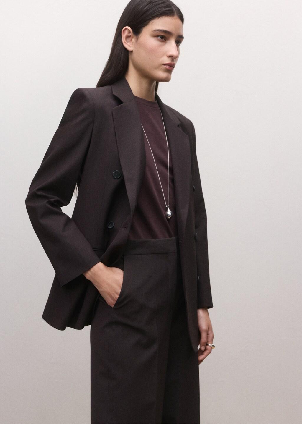 Burgundy Mid-Rise Wool Suit Trousers, Dark Purple, large image number 4