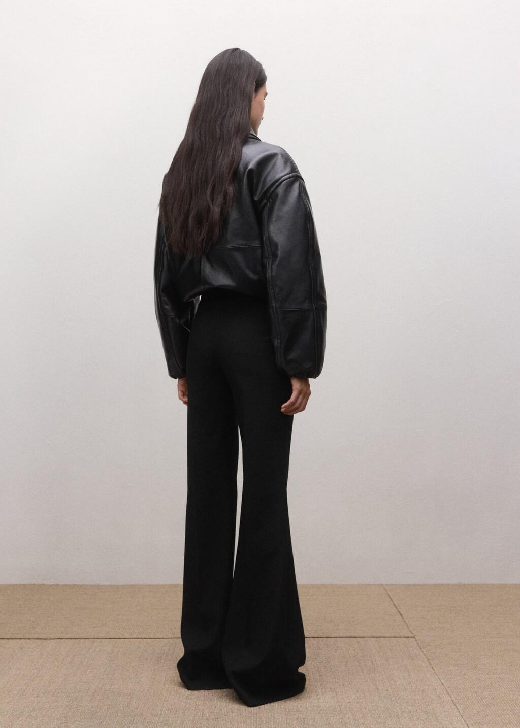 Black Mid-Rise Flare Trousers, Black, large image number 2