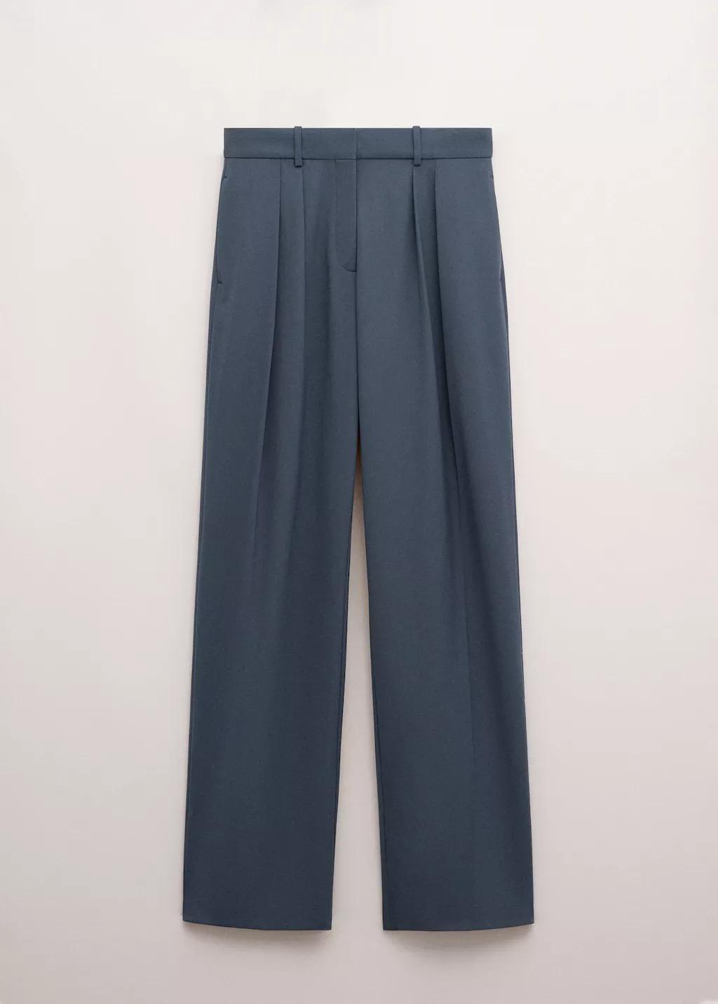 Blue Straight Wool Suit Trousers, Medium Blue, large image number 6