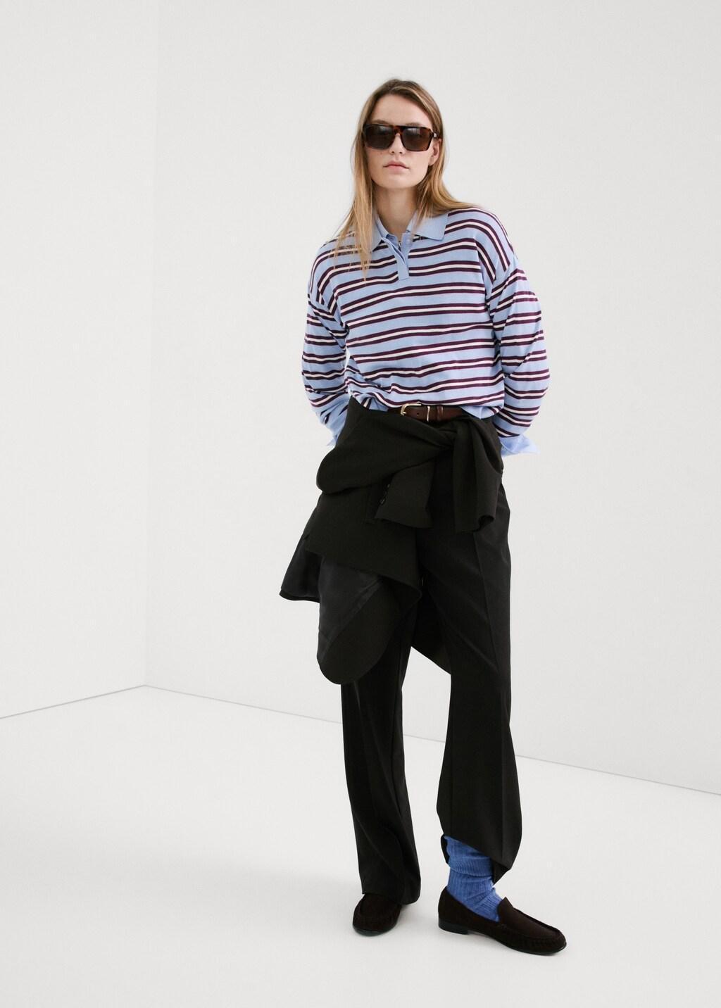 Blue Striped Polo-Neck Sweater, 0201_50, large image number 0