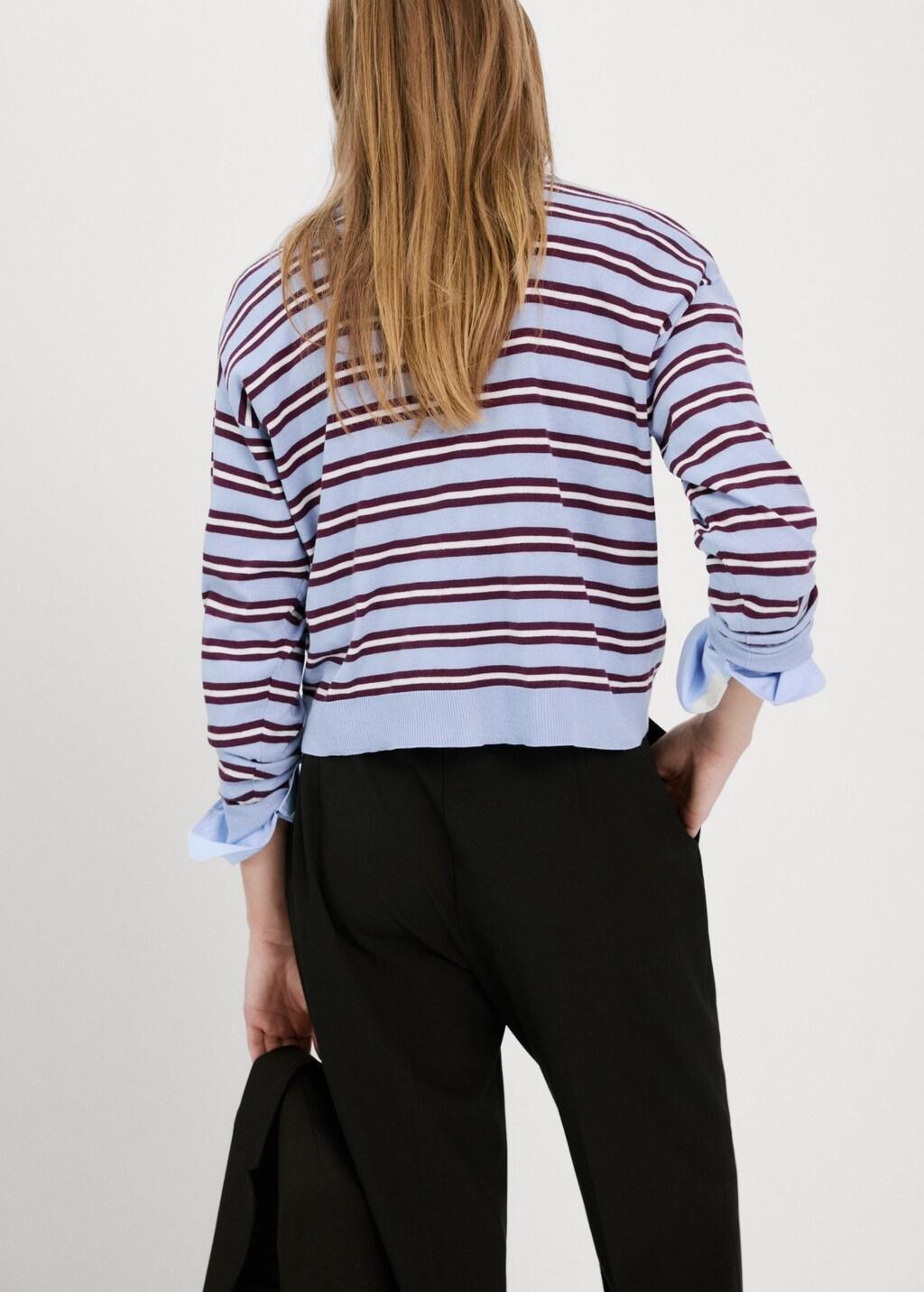 Blue Striped Polo-Neck Sweater, 0201_50, large image number 2