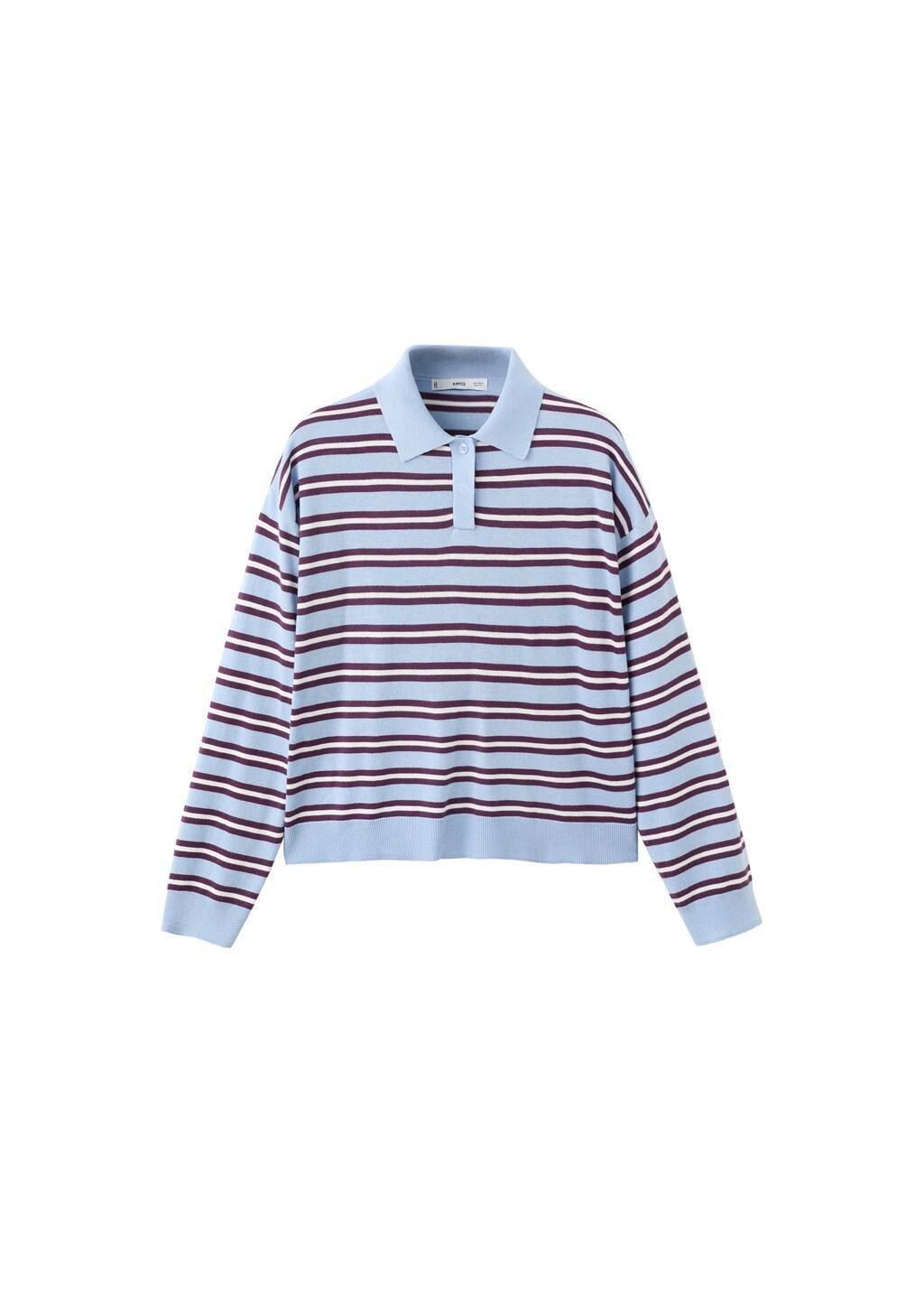 Blue Striped Polo-Neck Sweater, 0201_50, large image number 7
