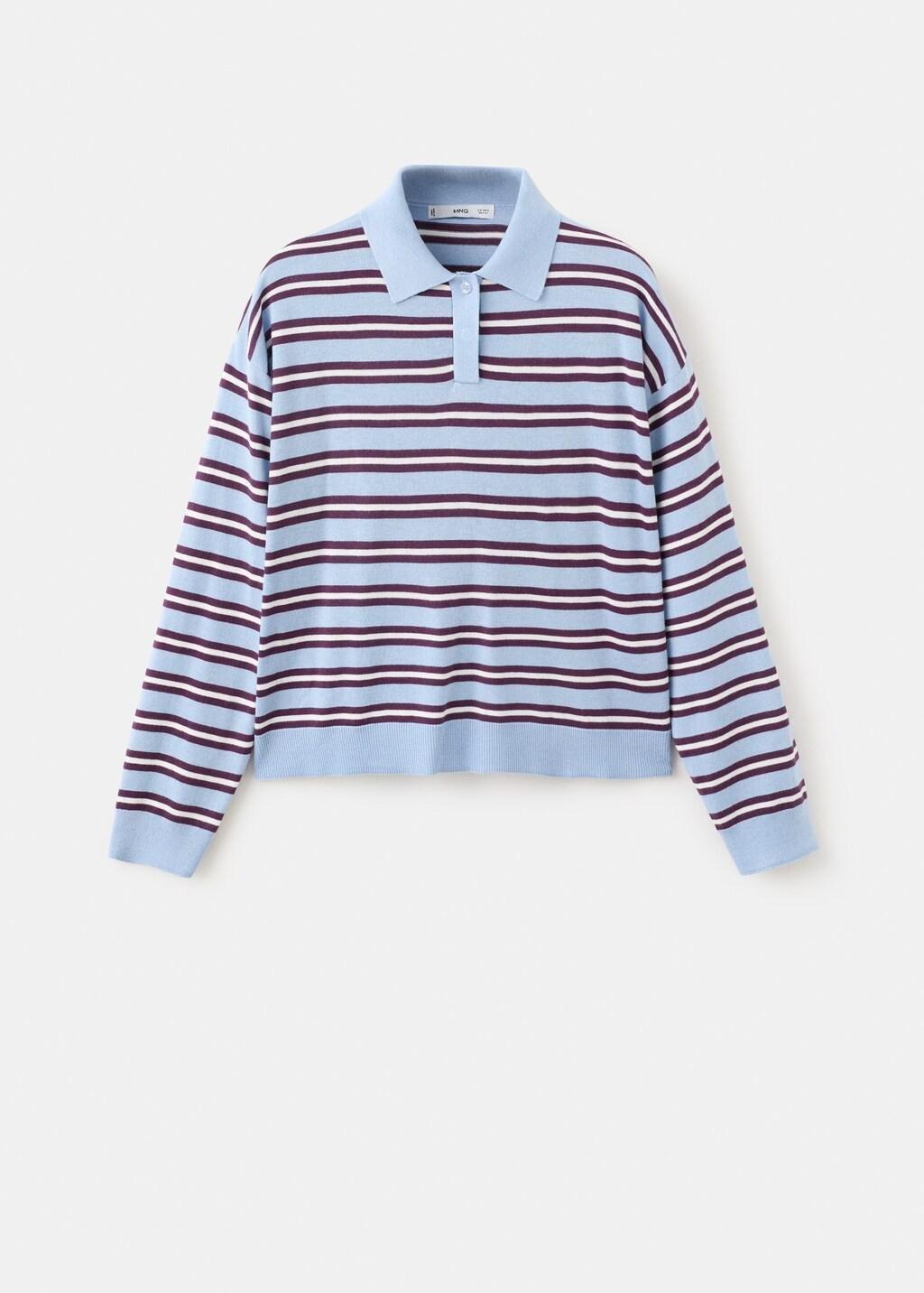 Blue Striped Polo-Neck Sweater, 0201_50, large image number 8