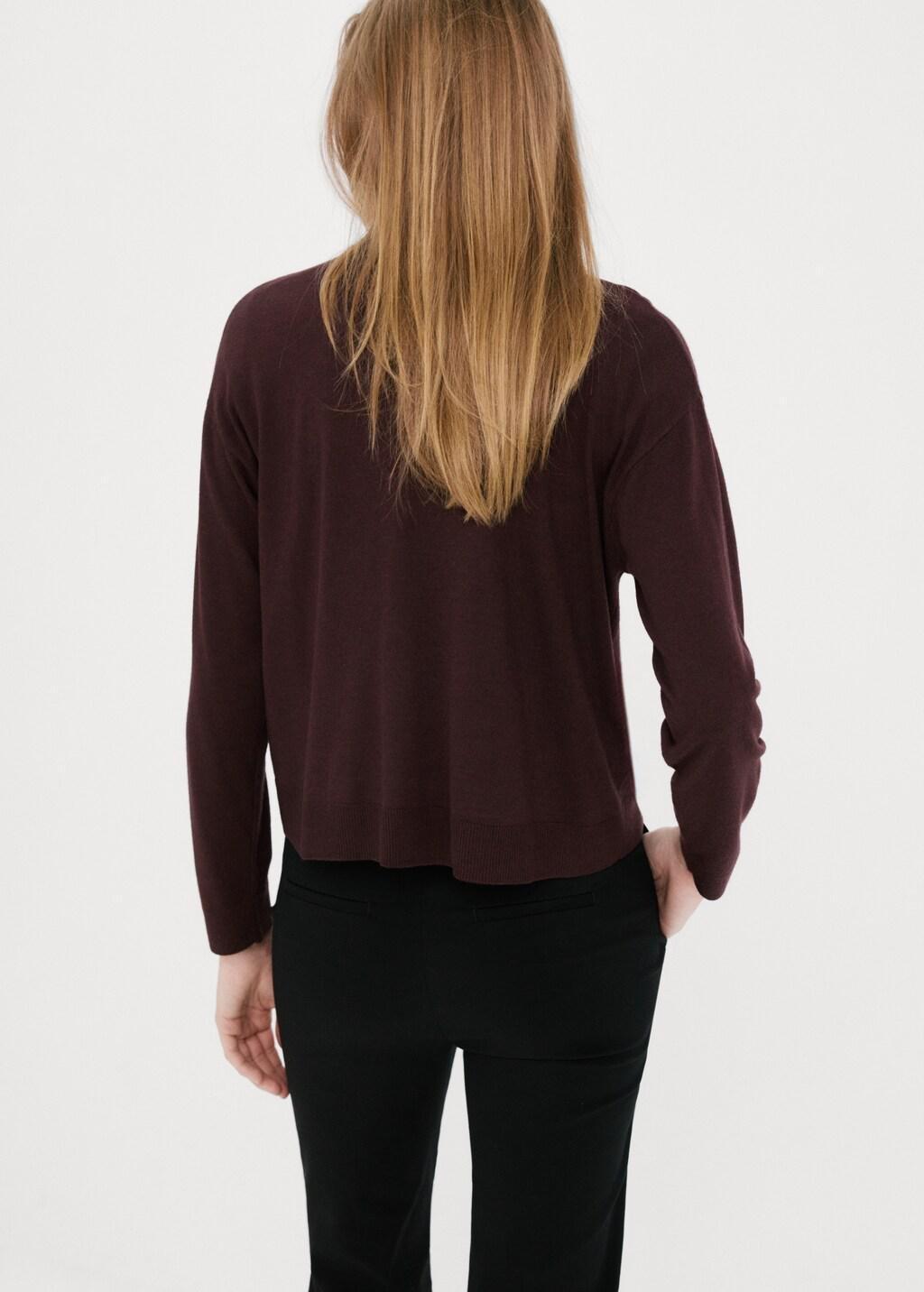 Red Knitted Polo-Neck Sweater, Dark Red, large image number 2